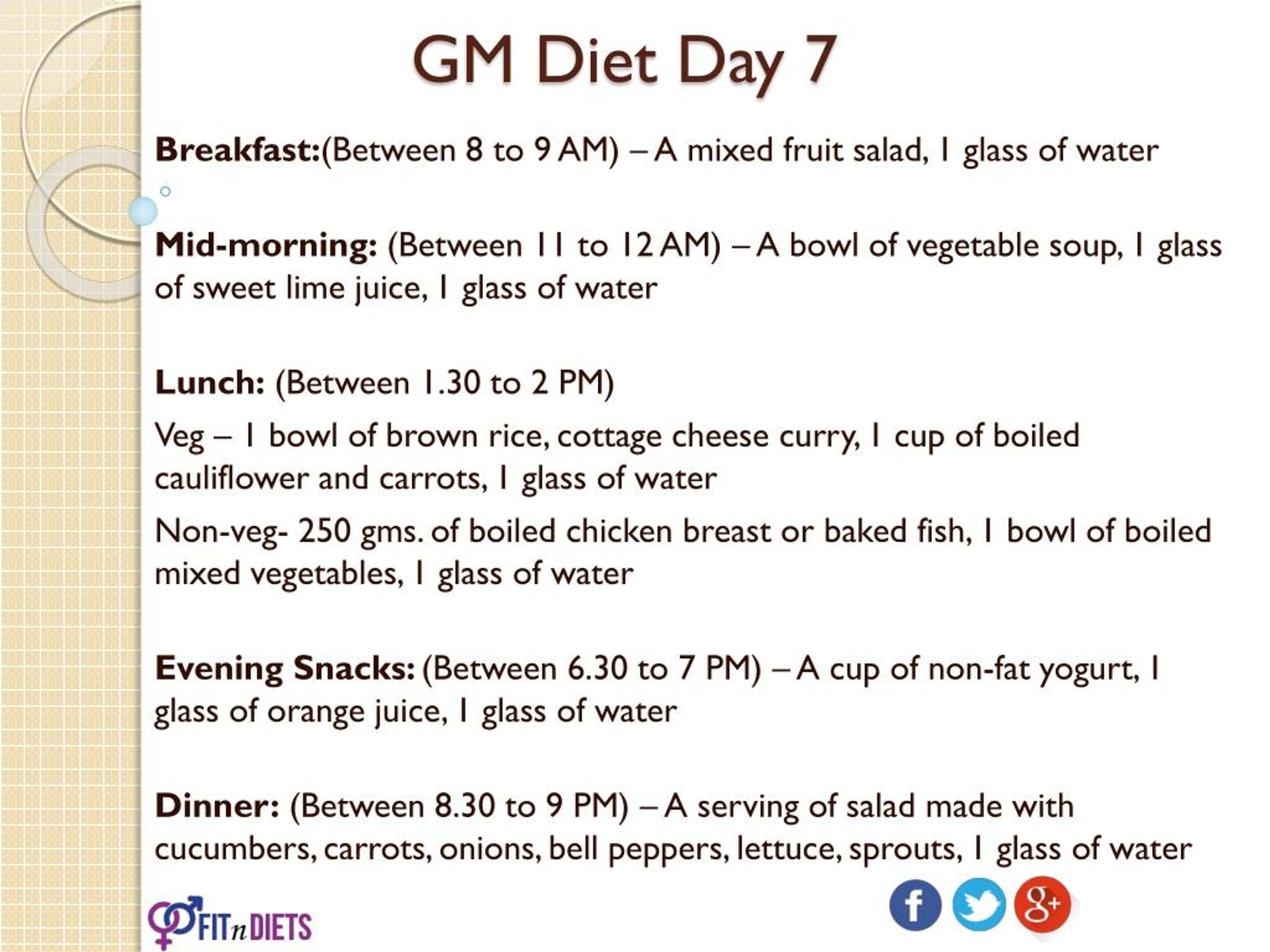 Gm Diet Plan Chart For Vegetarian