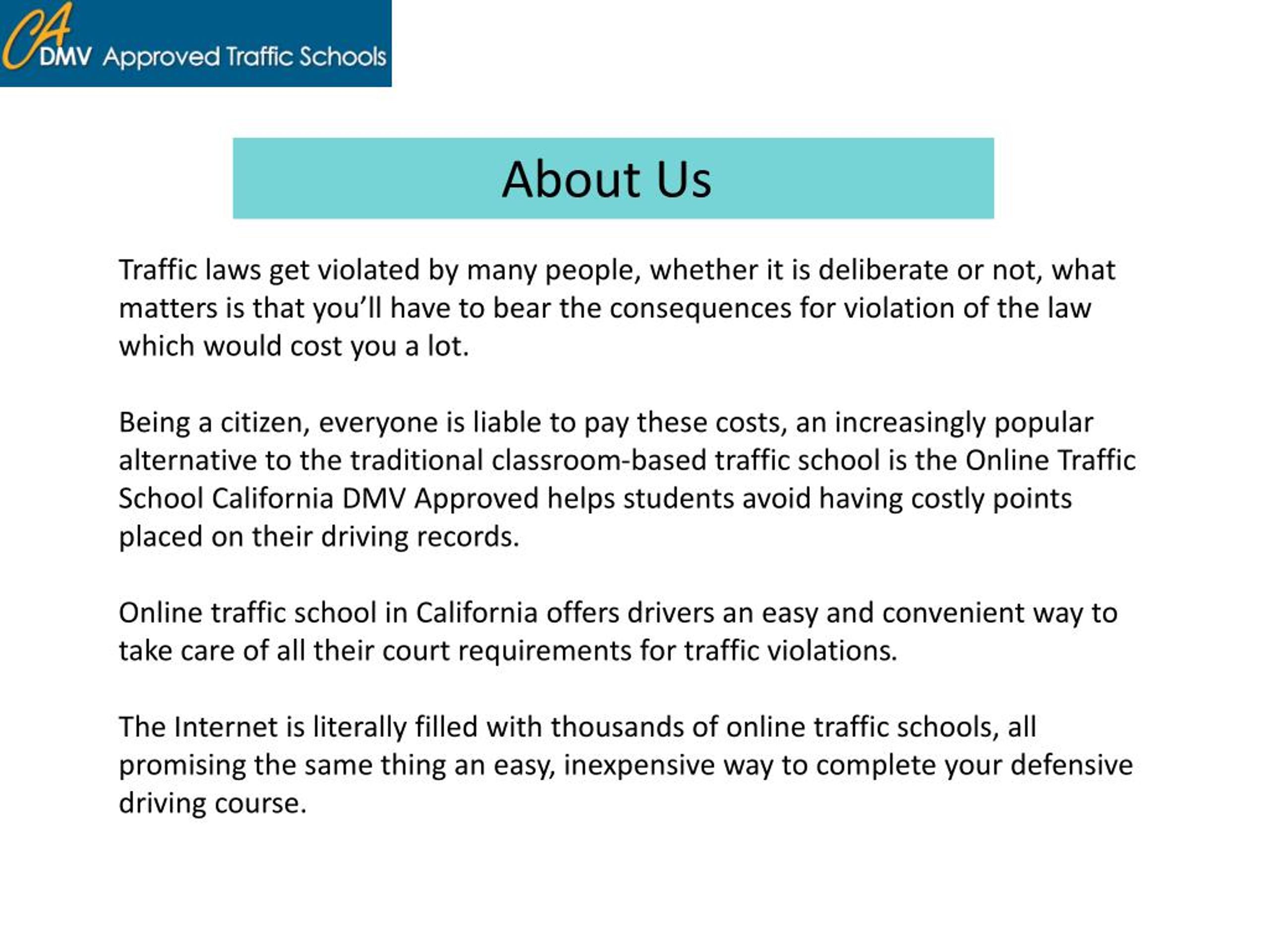 dmv traffic schools california