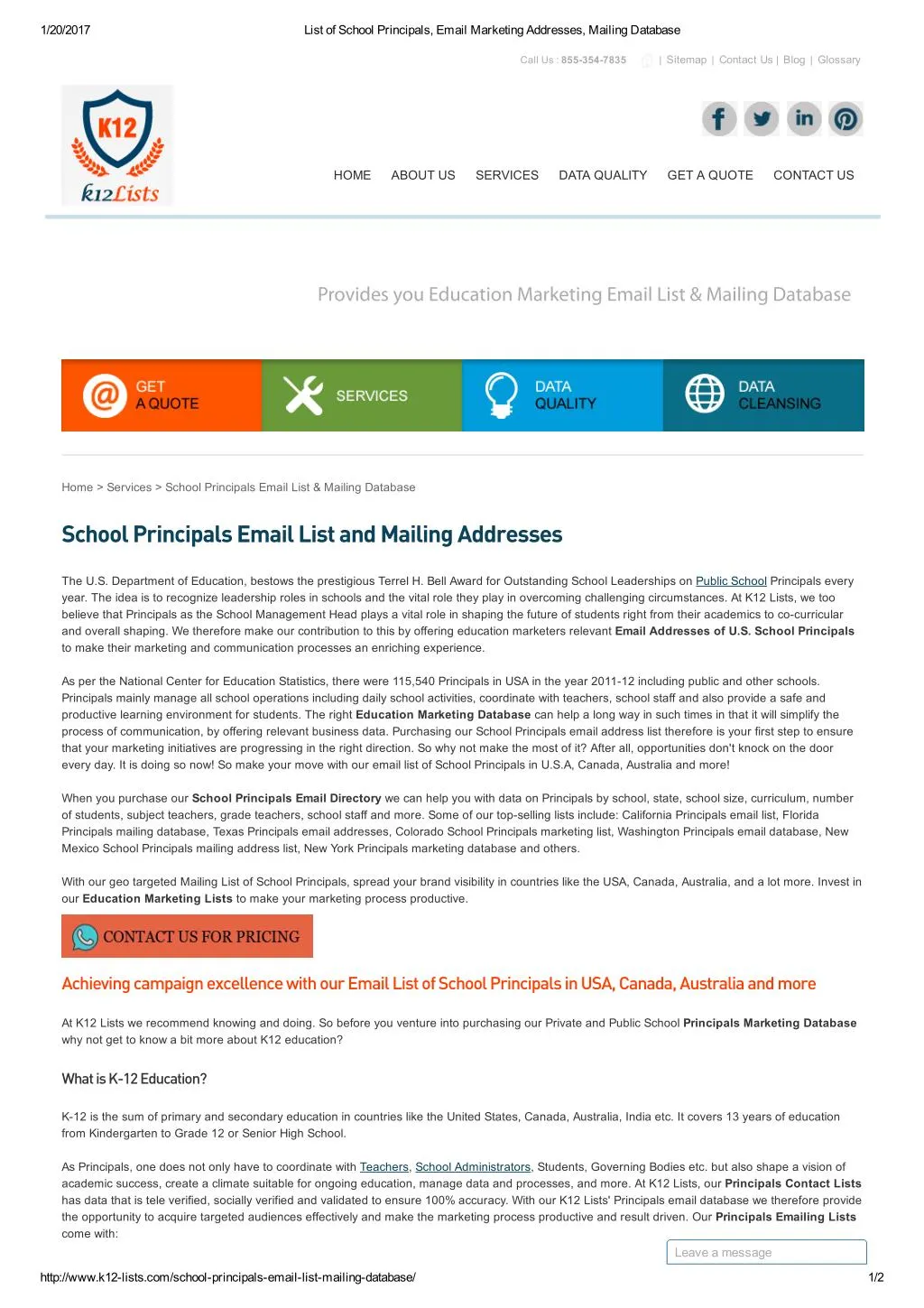 PPT School Principals Email List and Mailing Addresses PowerPoint