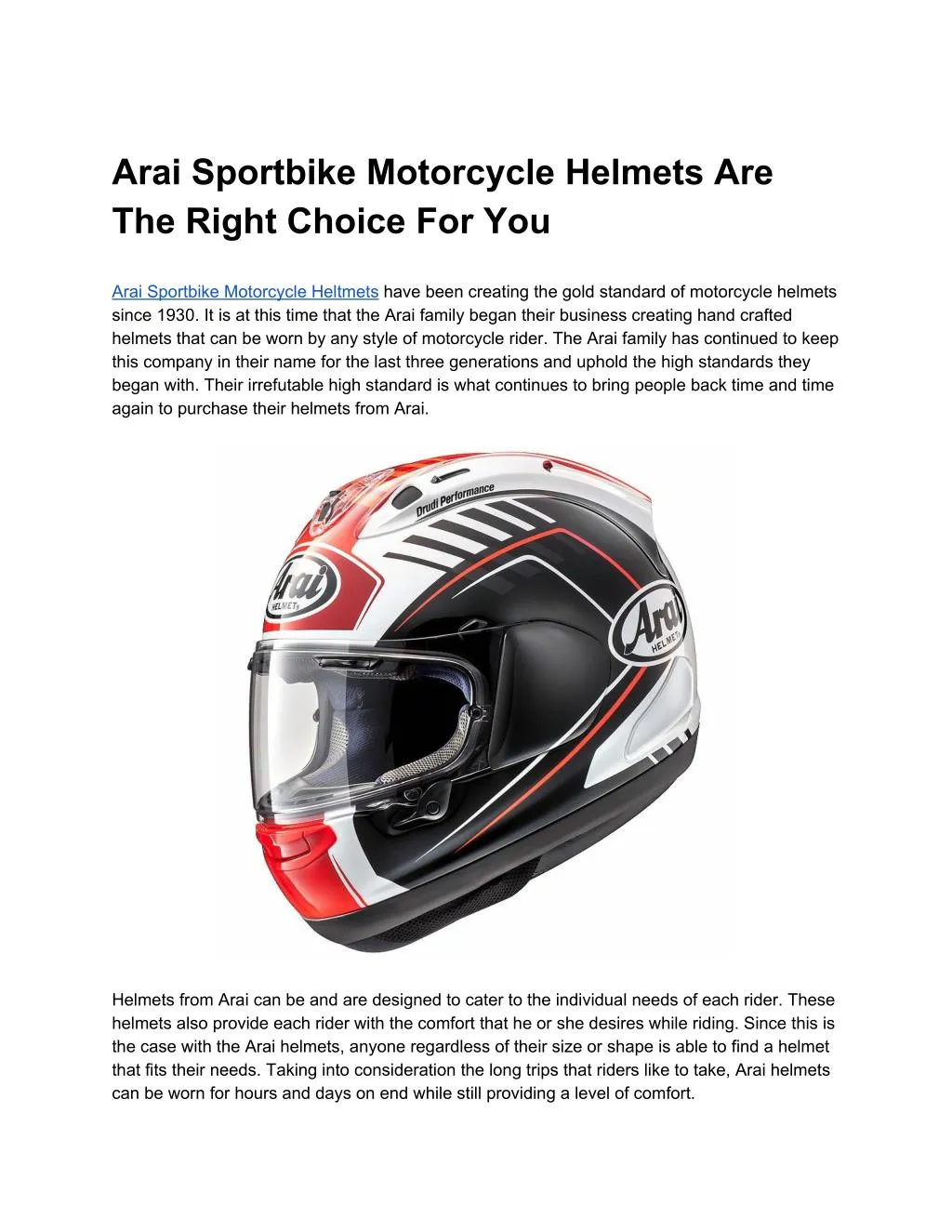 PPT Arai Sportbike Motorcycle Helmets Are The Right Choice For You