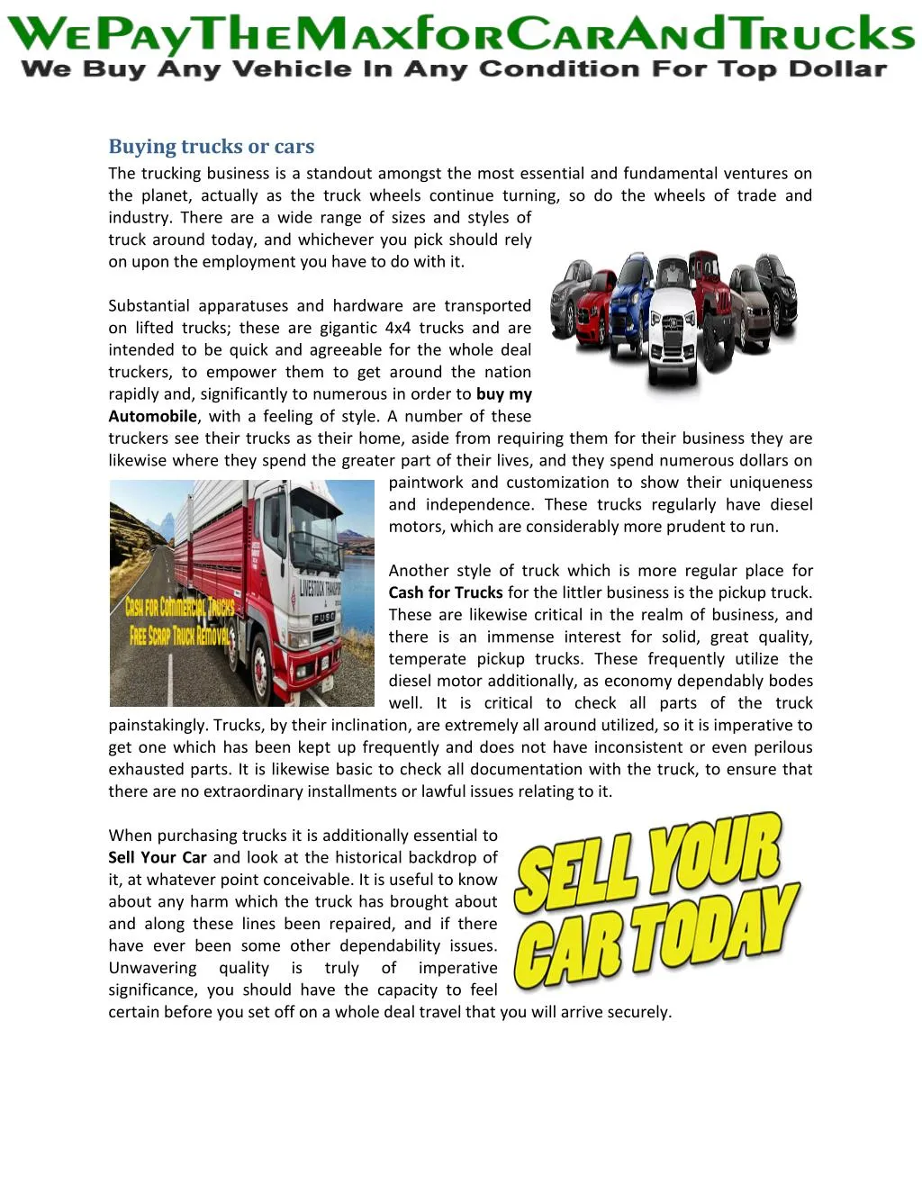 PPT We buy trucks PowerPoint Presentation, free download ID7488894