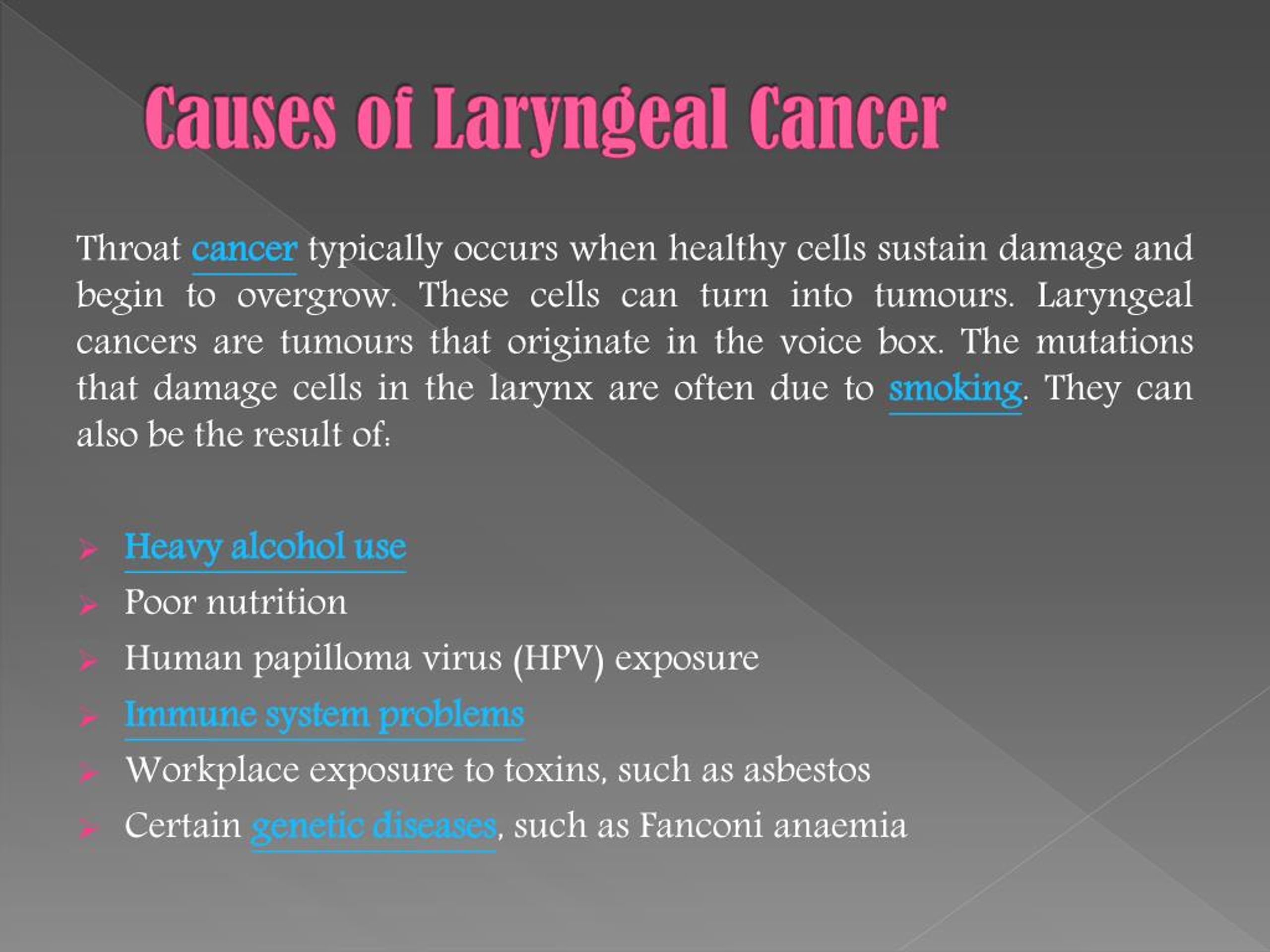 Ppt Laryngeal Cancer Symptoms Causes Diagnosis And Treatment Powerpoint Presentation Id 1956