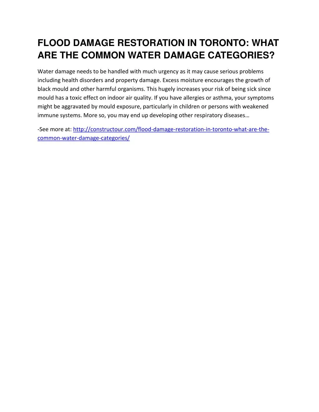 PPT - Flood Damage Restoration In Toronto: What Are The Common Water ...