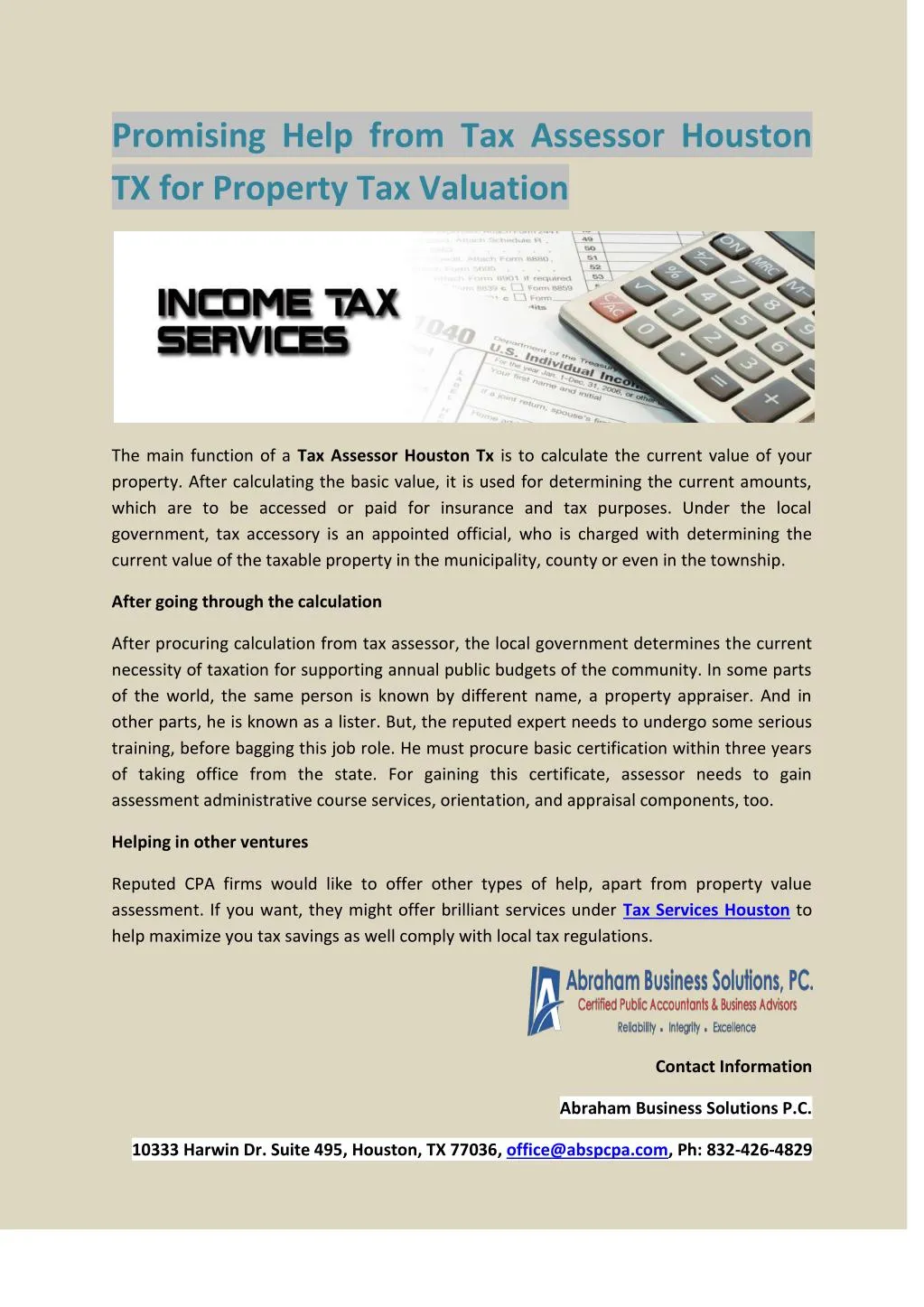 PPT Promising Help from Tax Assessor Houston TX for Property Tax Valuation PowerPoint