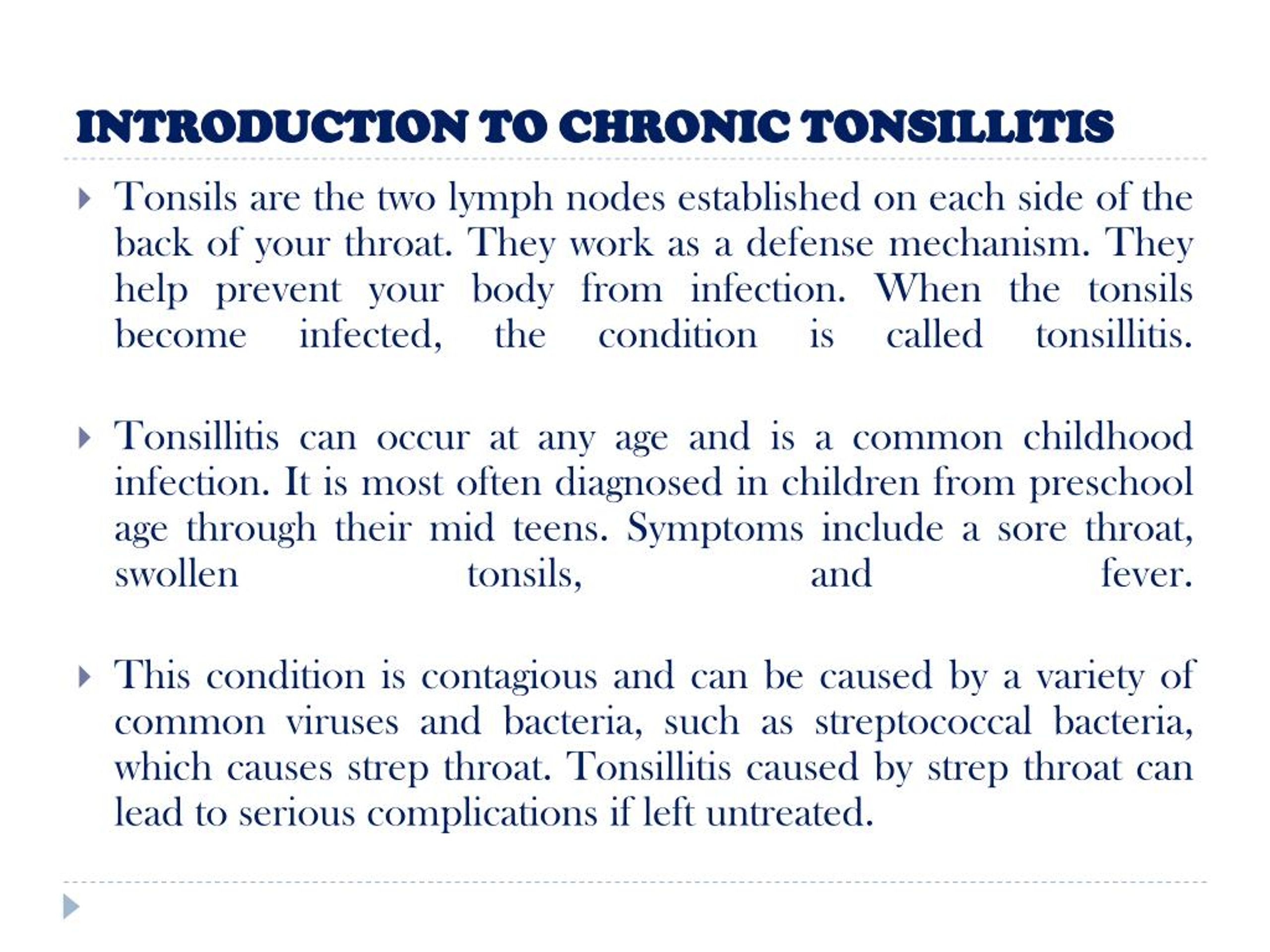 Ppt Chronic Tonsillitis Symptoms Causes And Treatment Powerpoint
