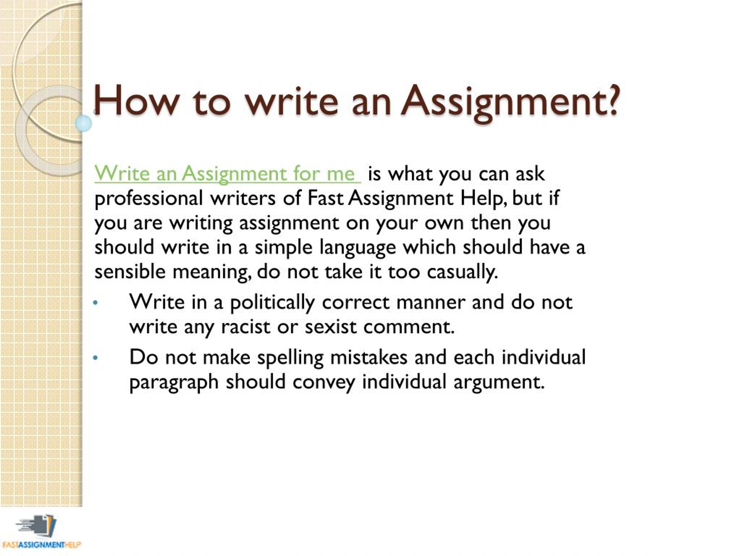 write an assignment for me