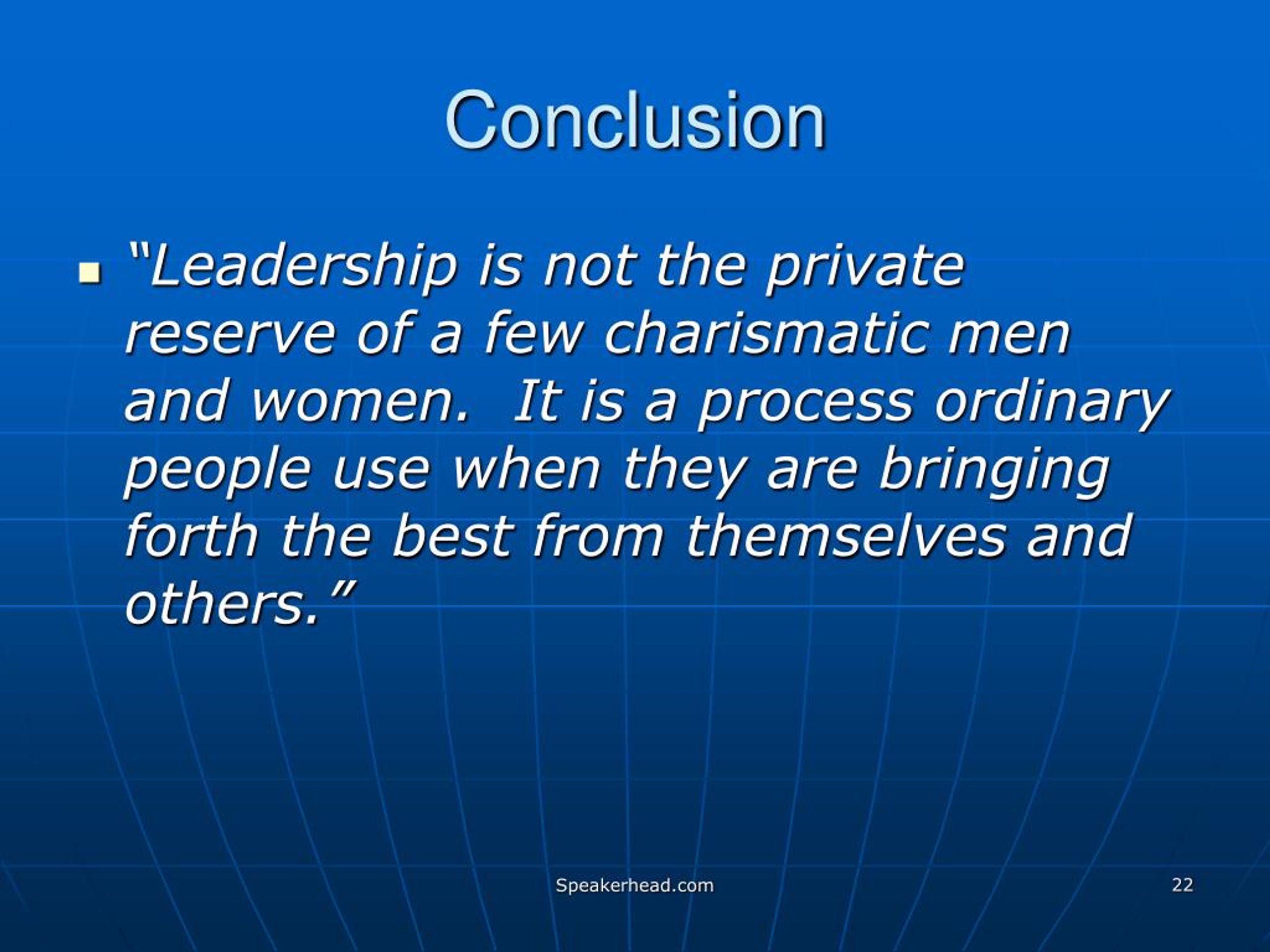 a good conclusion for leader