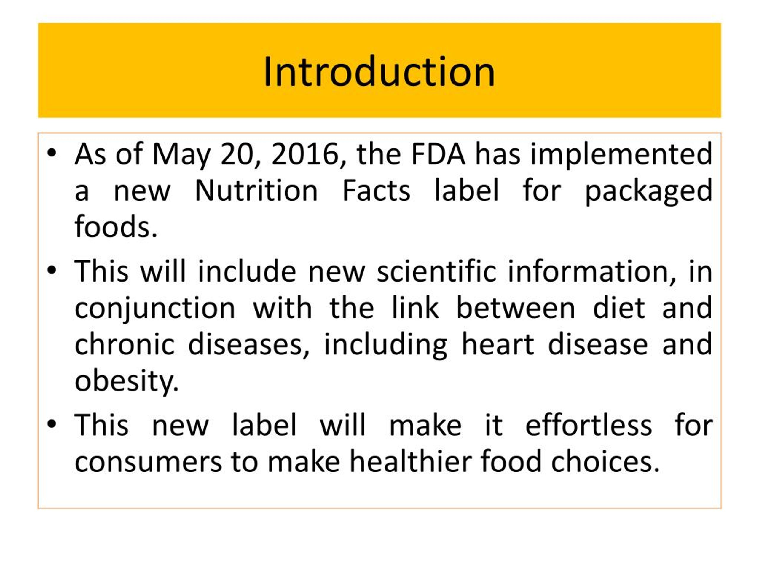 PPT - New Guidelines for Labeling Nutrition Facts on Packaged Foods and ...