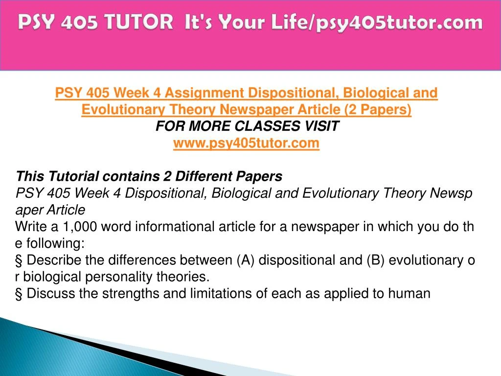 psy 405 personality theory analysis paper Calculate the price select paper type essay term paper research paper book approximate personality or character traits an interest in psychology. psy 405 personality theory analysis paper Calculate the price select paper type essay term paper research paper book approximate personality or character traits an interest in psychology.