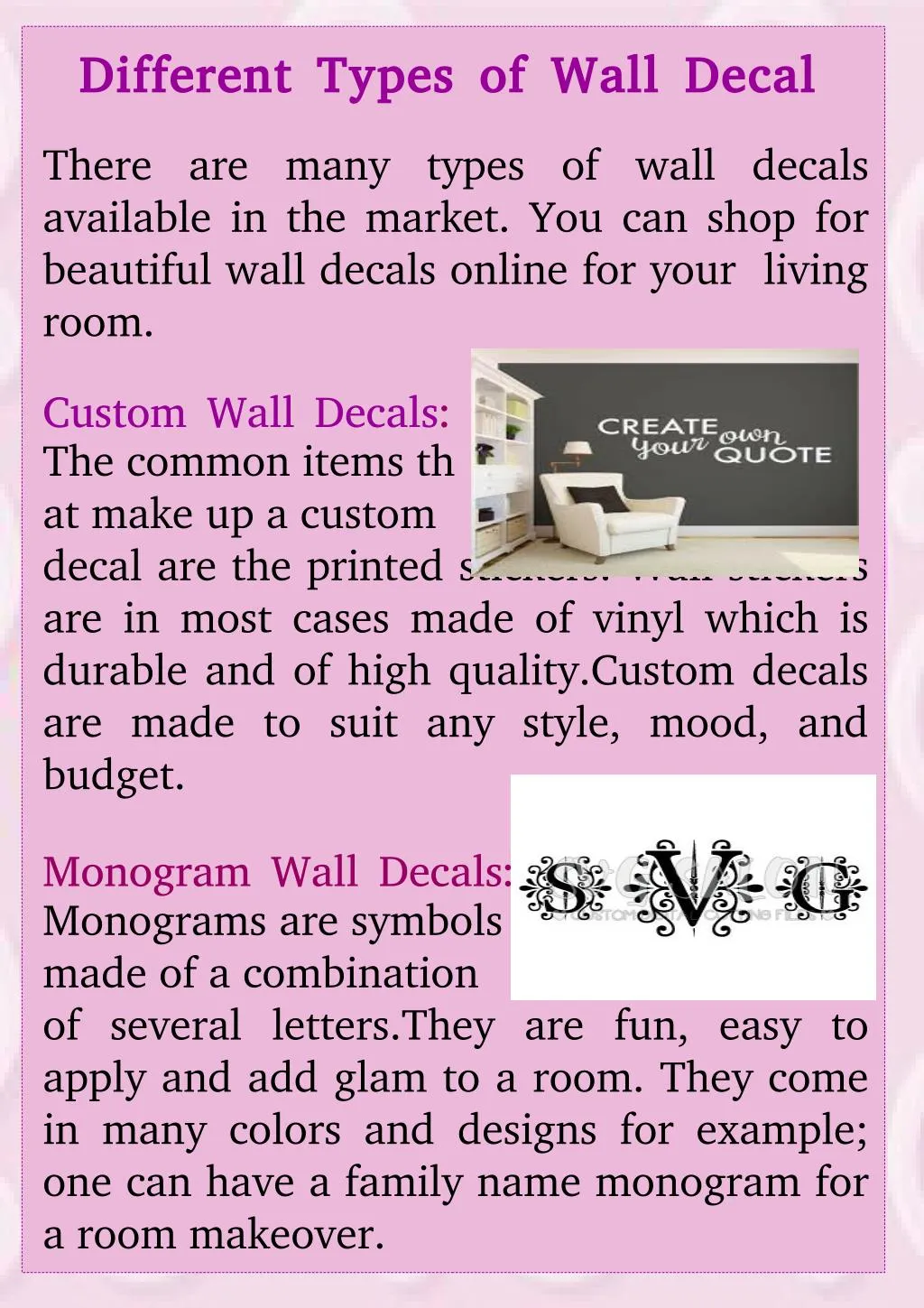 different types of wall decal different types n.