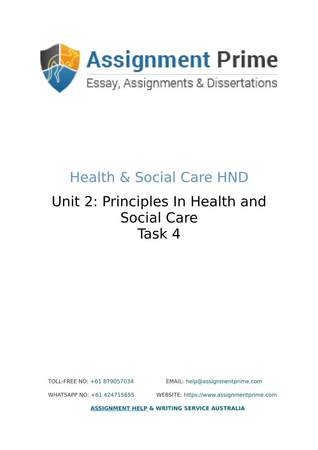 assignment for health and social care