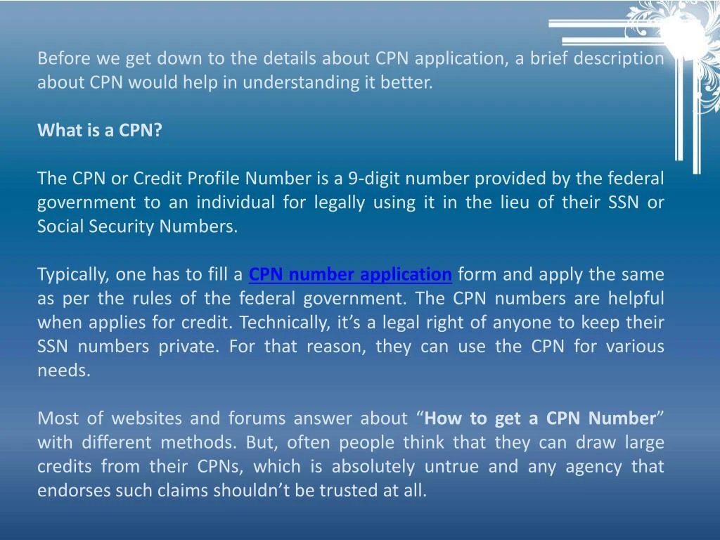 PPT - What Do You Need To Know About CPN Number Application PowerPoint