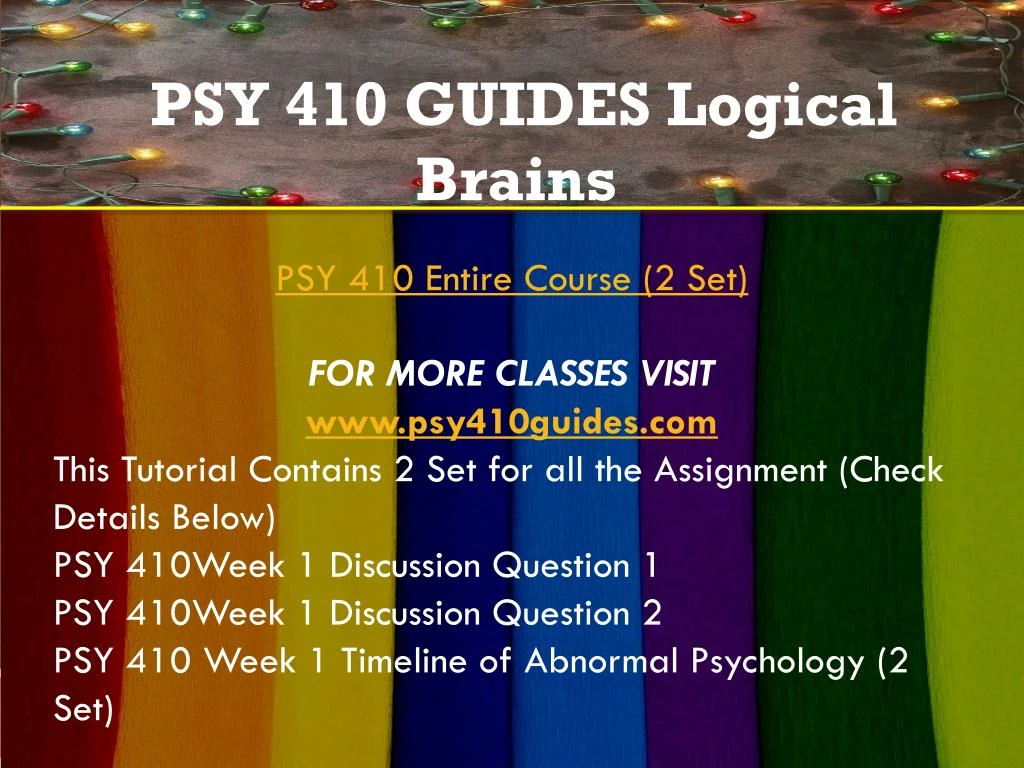 😂 Psy 410 week 1 worksheet. Buy PSY 410 Week 1 Week One Assignment