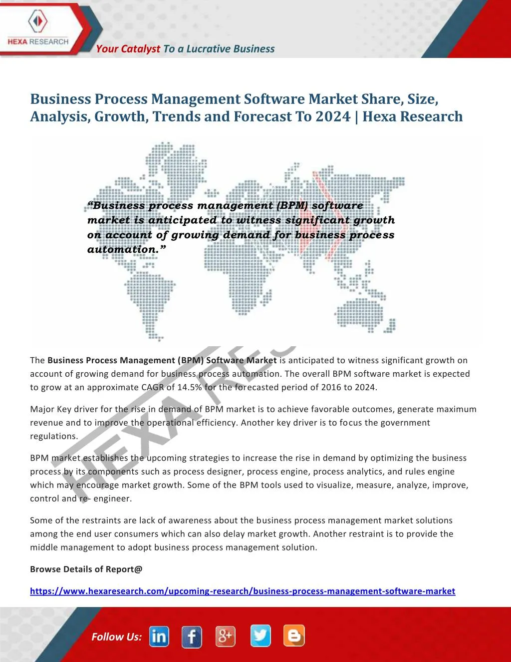 PPT - Business Process Management Software Market | Report, 2024 | Hexa ...