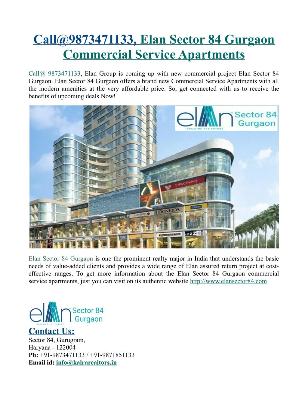 call@9873471133 commercial service apartments n.