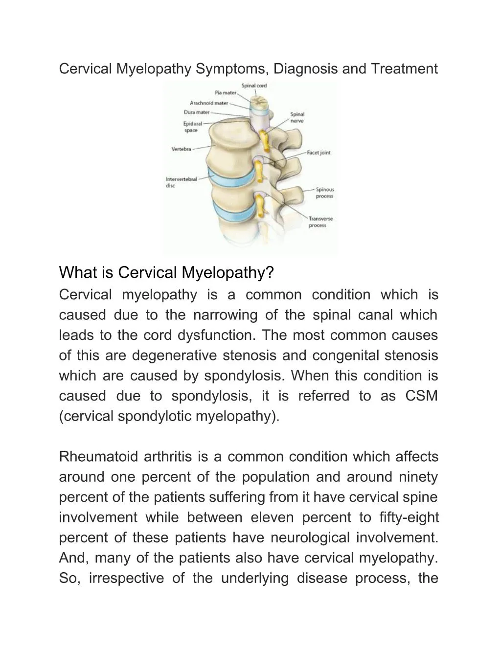 PPT - Cervical Myelopathy Symptoms, Diagnosis And Treatment PowerPoint ...