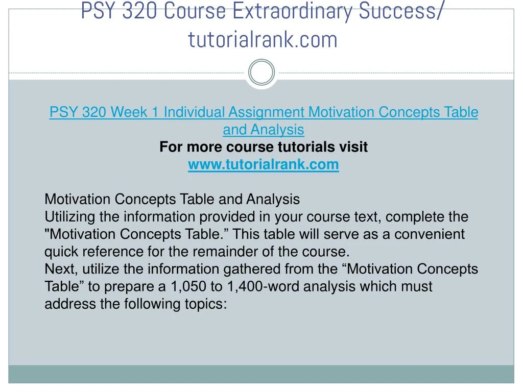 motivation concepts psy 320 motivation concepts psy 320