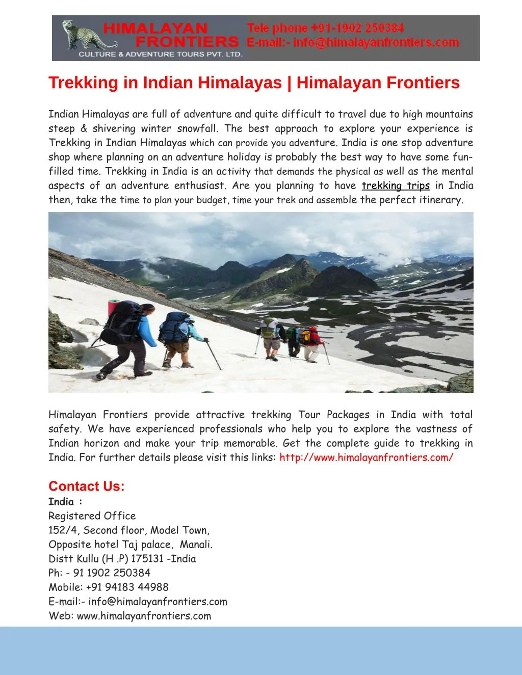 trekking in indian himalayas himalayan frontiers n.