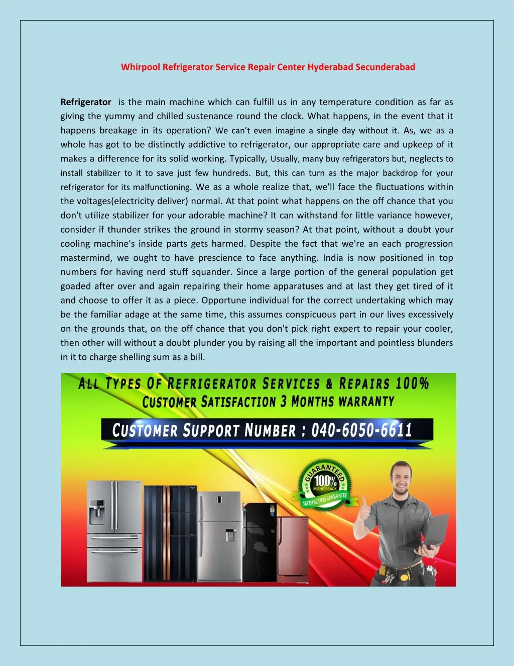whirpool refrigerator service repair center n.