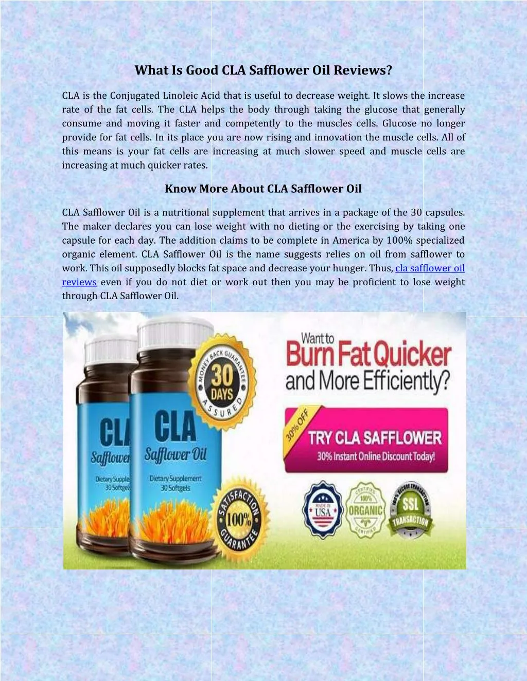 what is good cla safflower oil reviews n.
