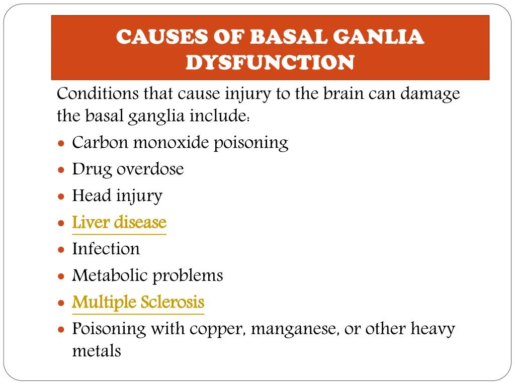 ppt basal ganglia disease causes symptoms treatment and