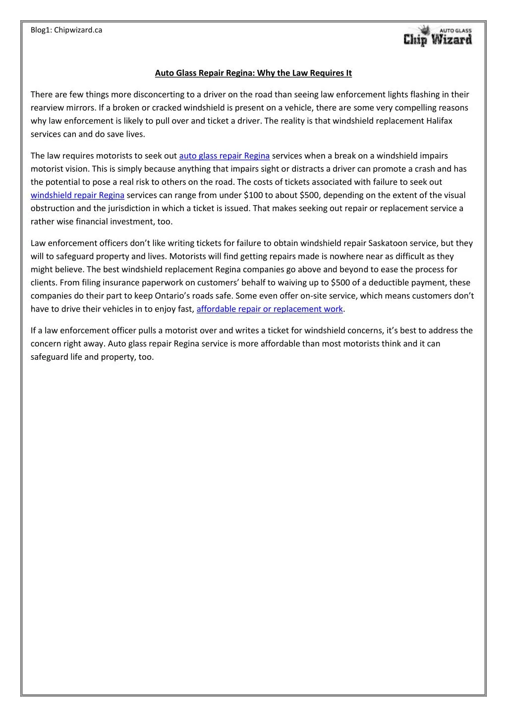 PPT Auto Glass Repair Regina Why the Law Requires It PowerPoint