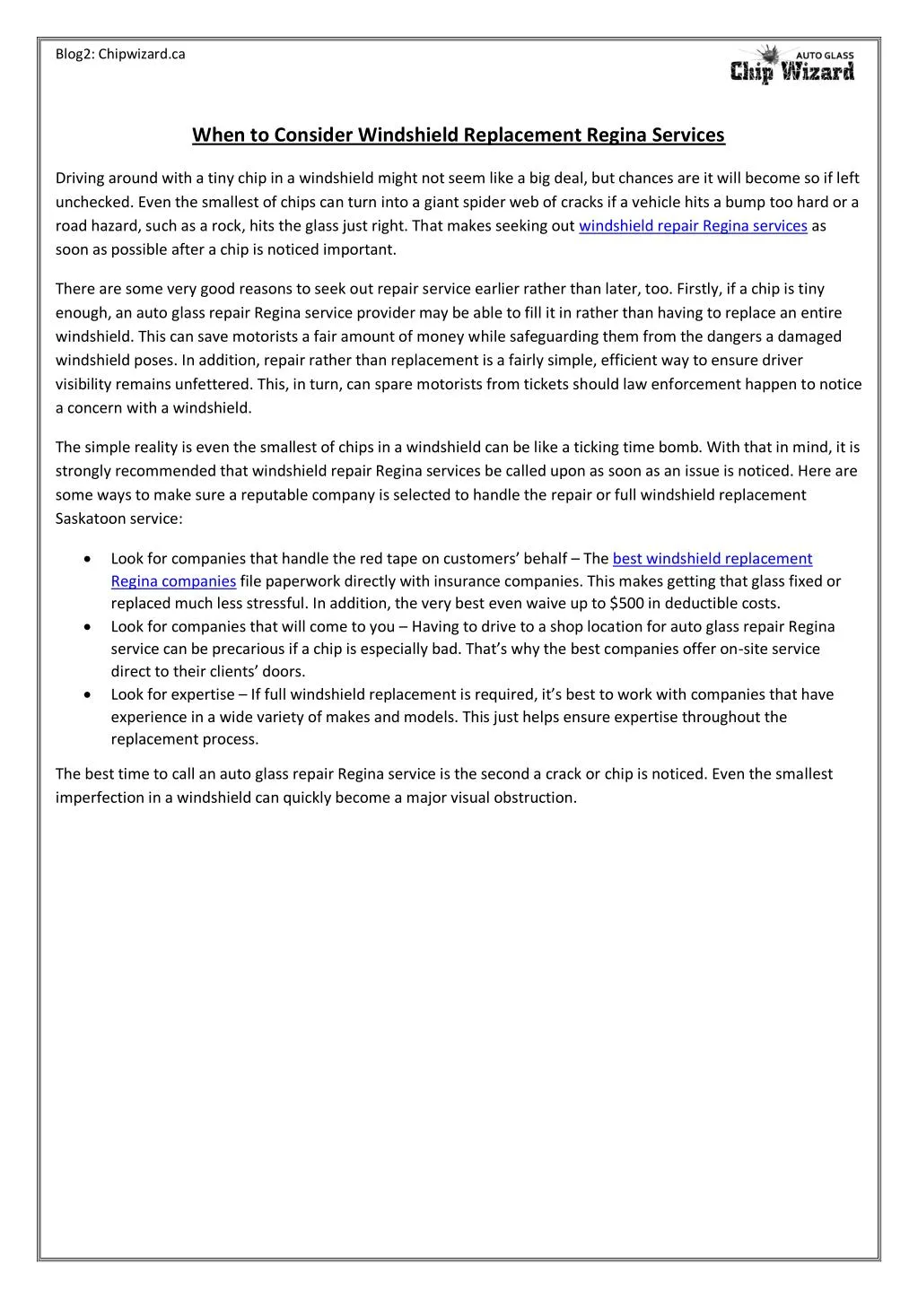 PPT When to Consider Windshield Replacement Regina Services