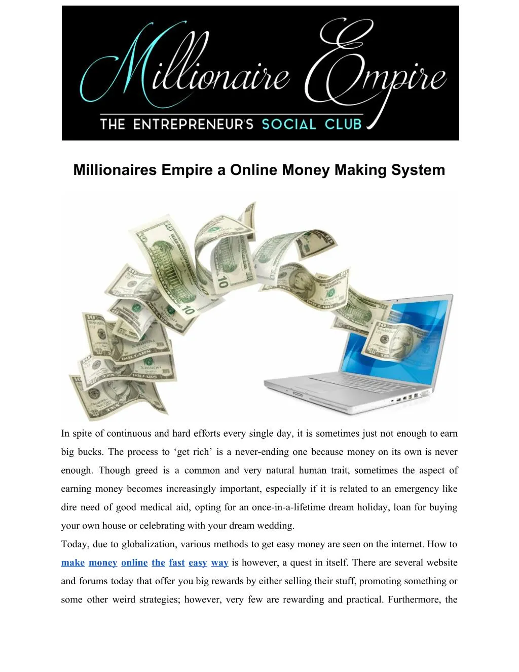 Online Money Making System