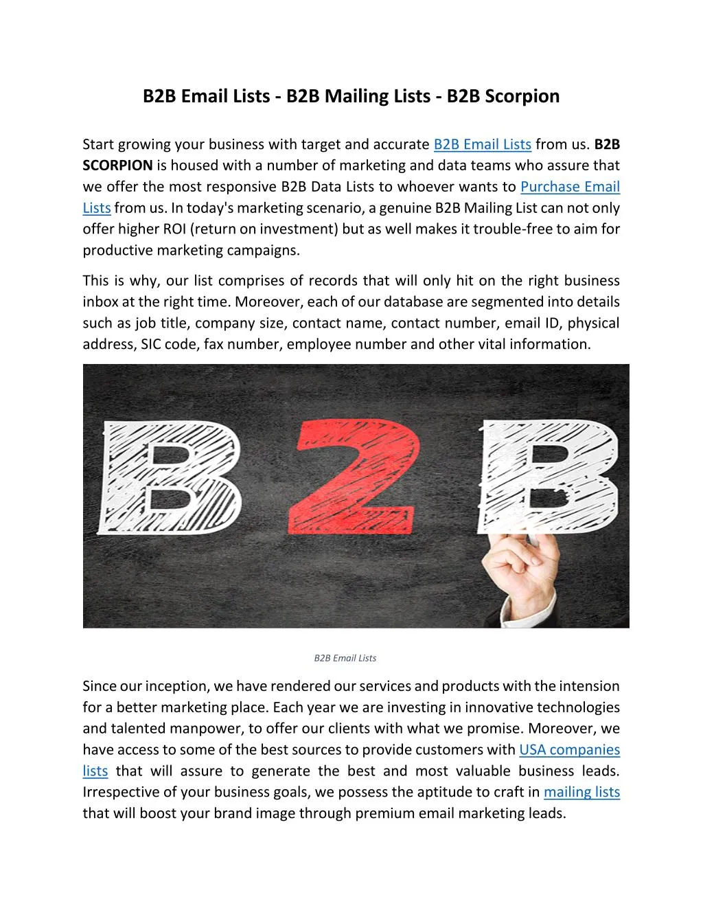b2b email lists b2b mailing lists b2b scorpion n.