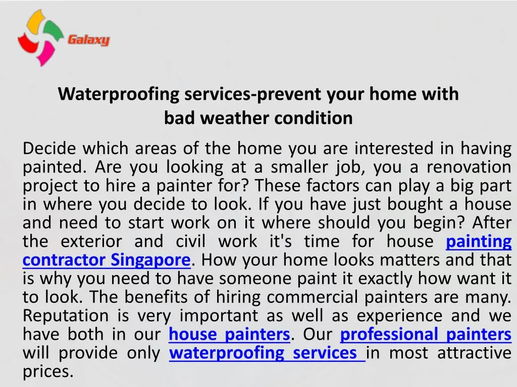 waterproofing services prevent your home with bad weather condition n.