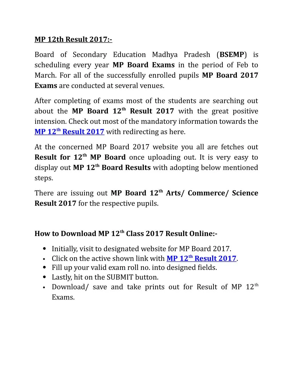 Mp 12th Result 2017 Mp 12th Result 2017