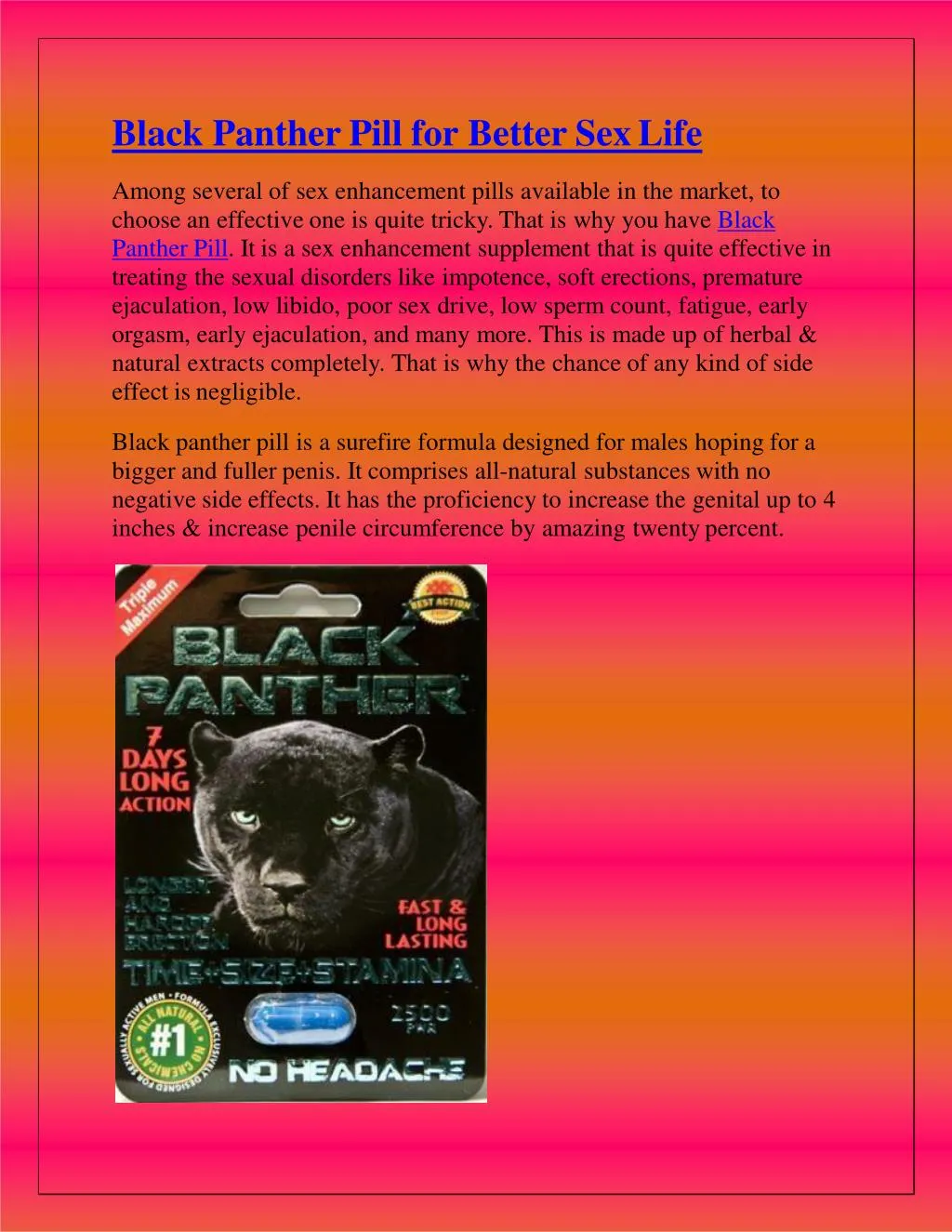 Ppt Black Panther Pill For Better Sex Life Powerpoint Presentation