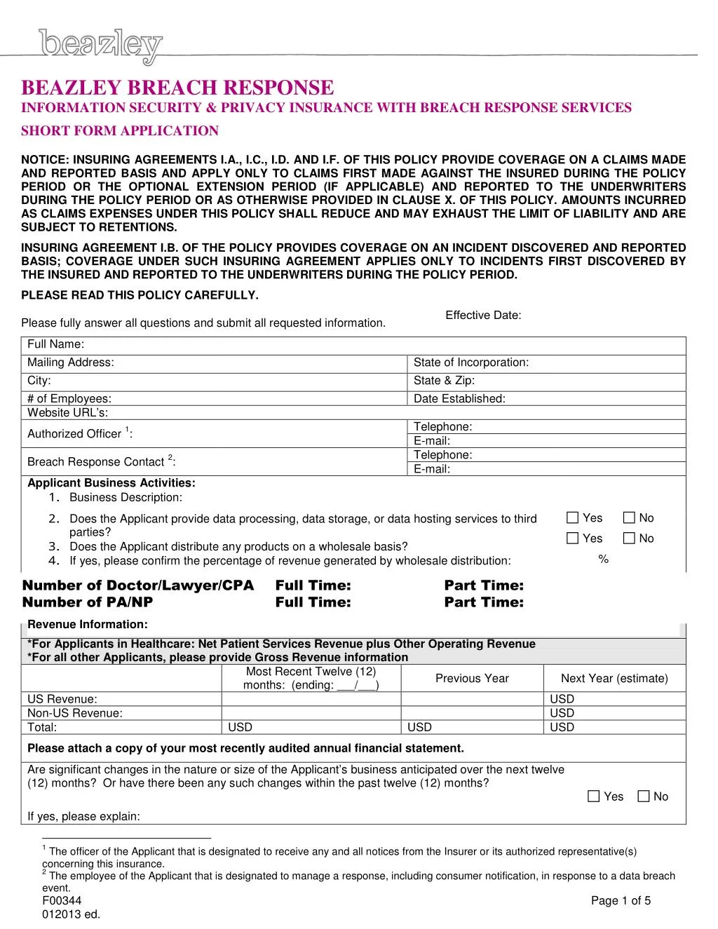 PPT Dentist breach response services limited short form