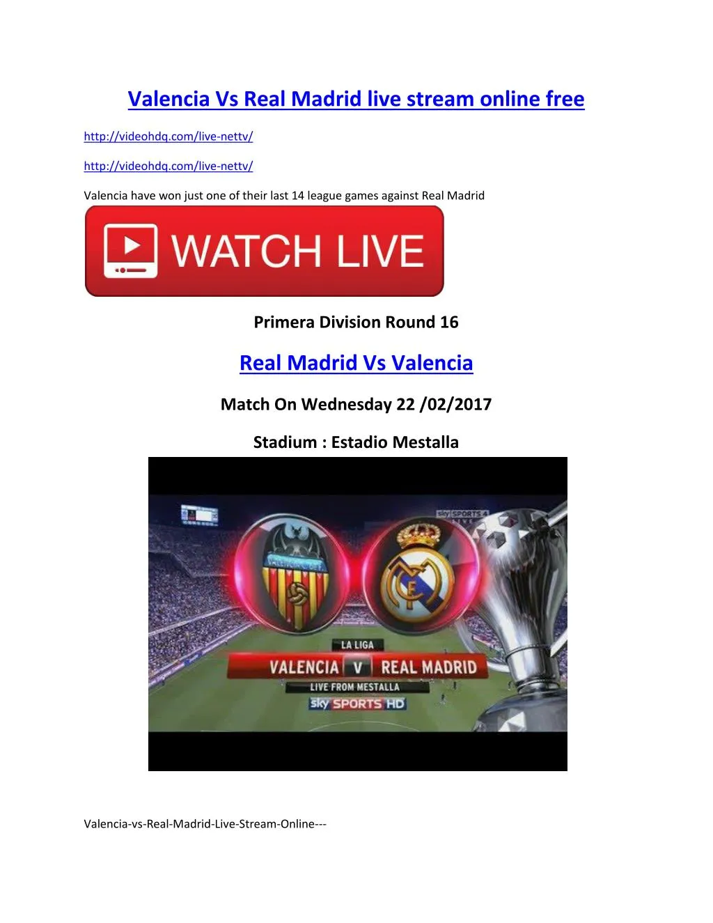 valencia vs real madrid live stream online free n.