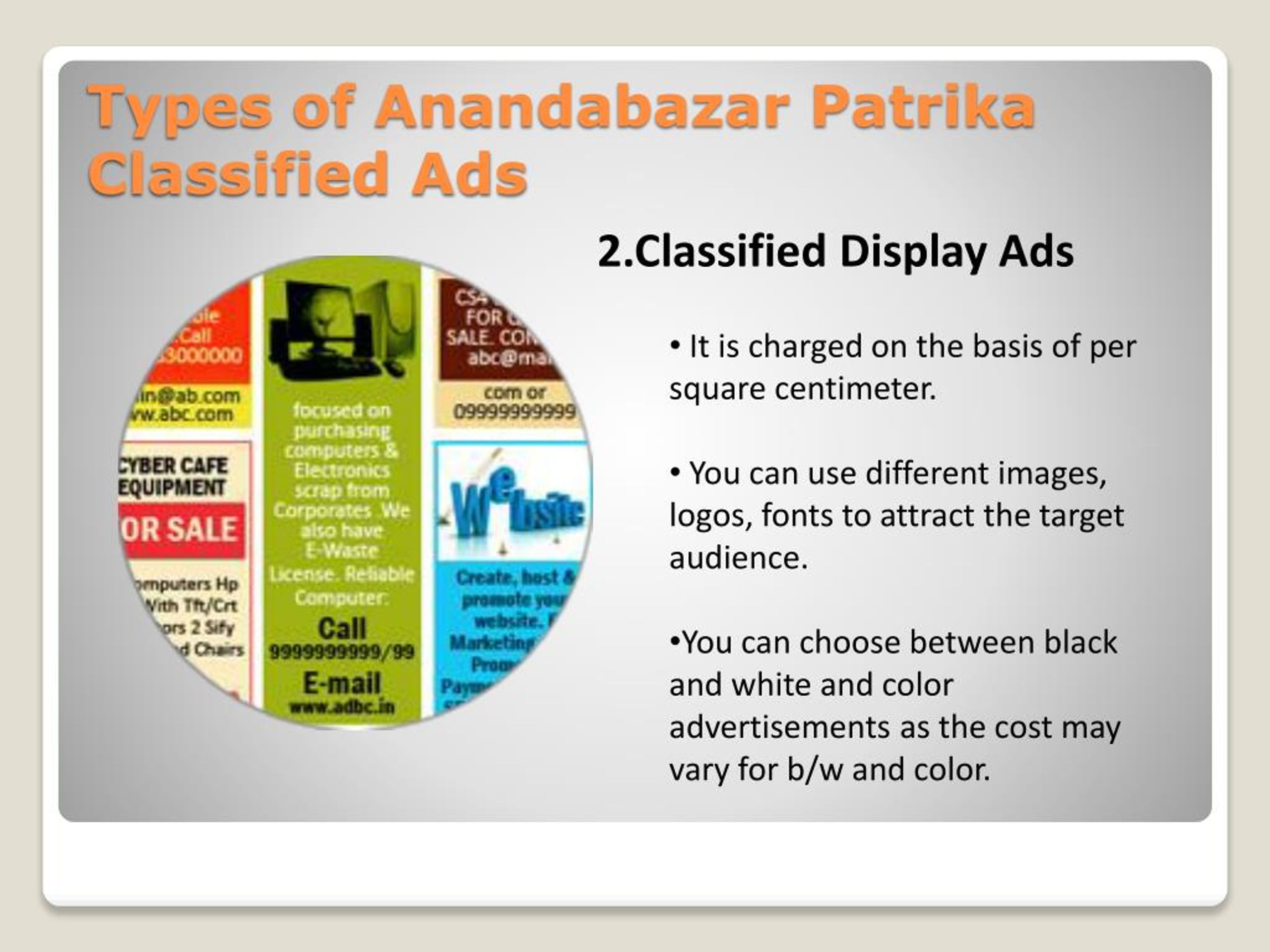 2.Classified Display Ads.