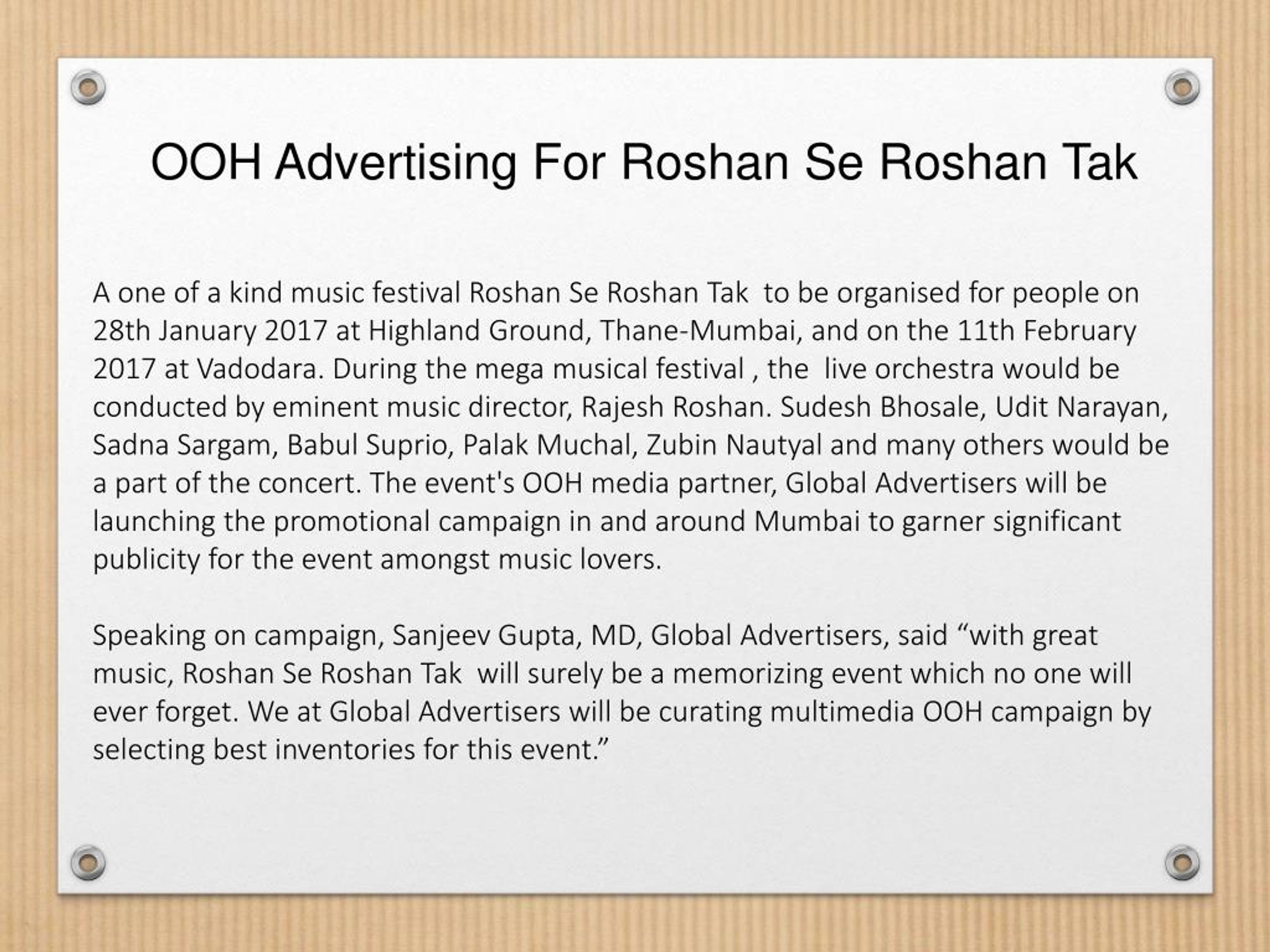 PPT - OOH Advertising For Roshan Se Roshan Tak PowerPoint ...