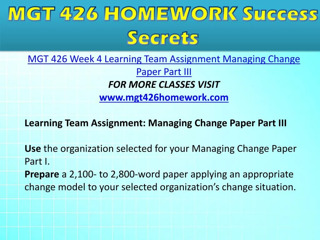 managing change paper part i Database of free management essays change management within for providing me the task of preparing the term paper on company's product line. managing change paper part i Database of free management essays change management within for providing me the task of preparing the term paper on company's product line.