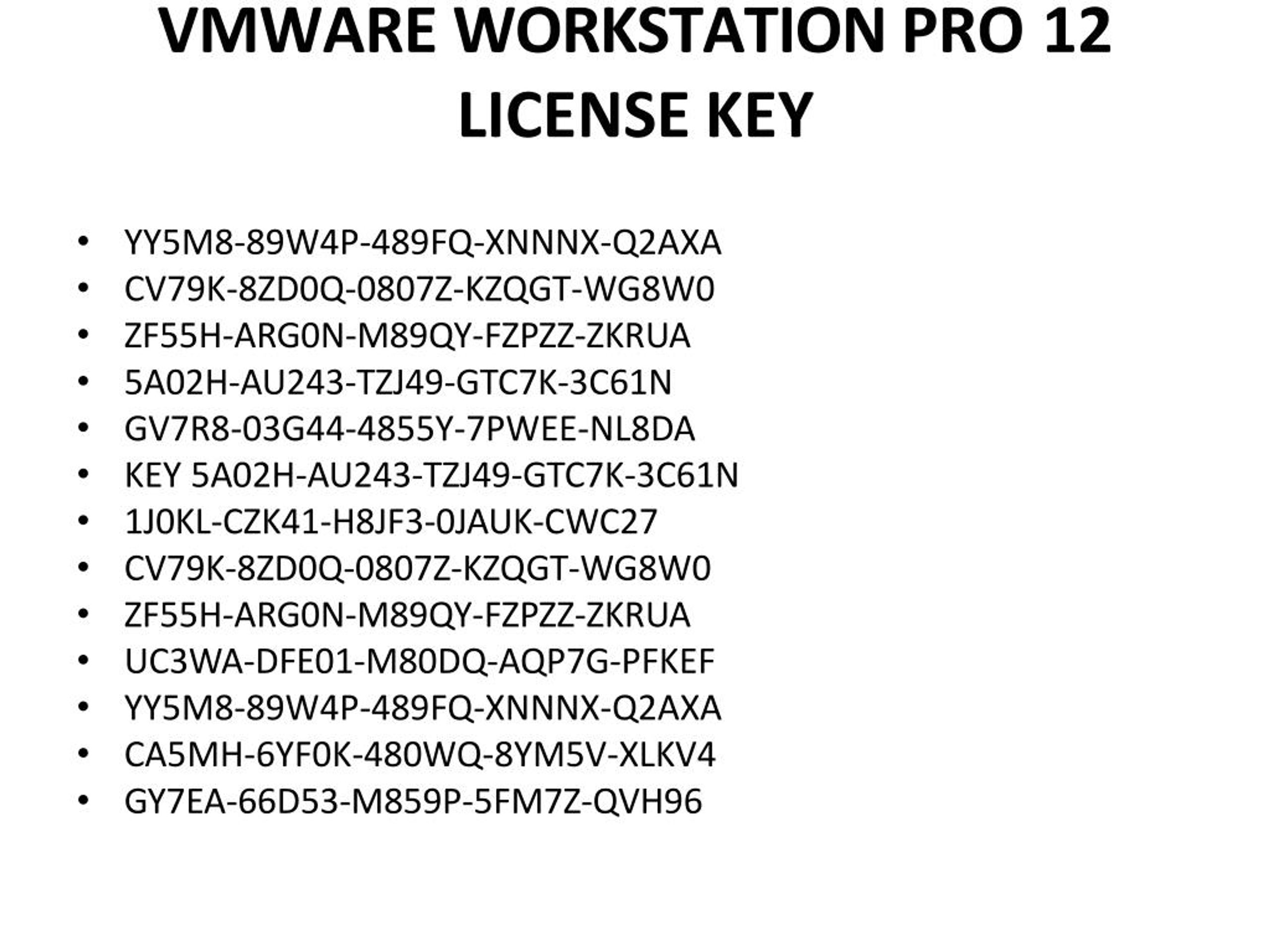 vmware workstation 12 license key