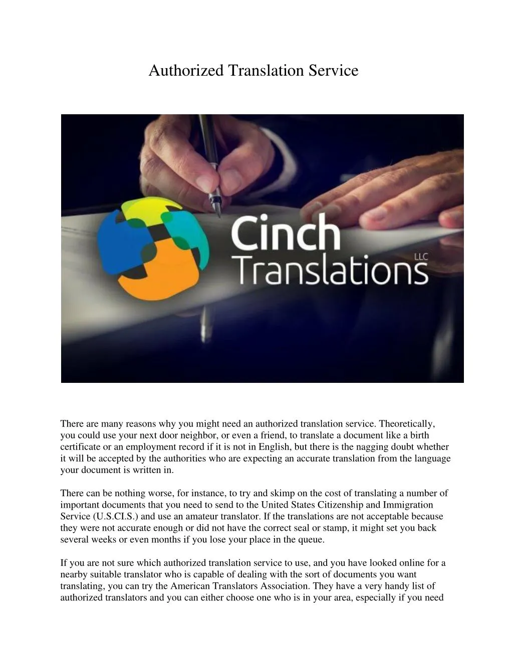 PPT Authorized Translation Service PowerPoint Presentation, free