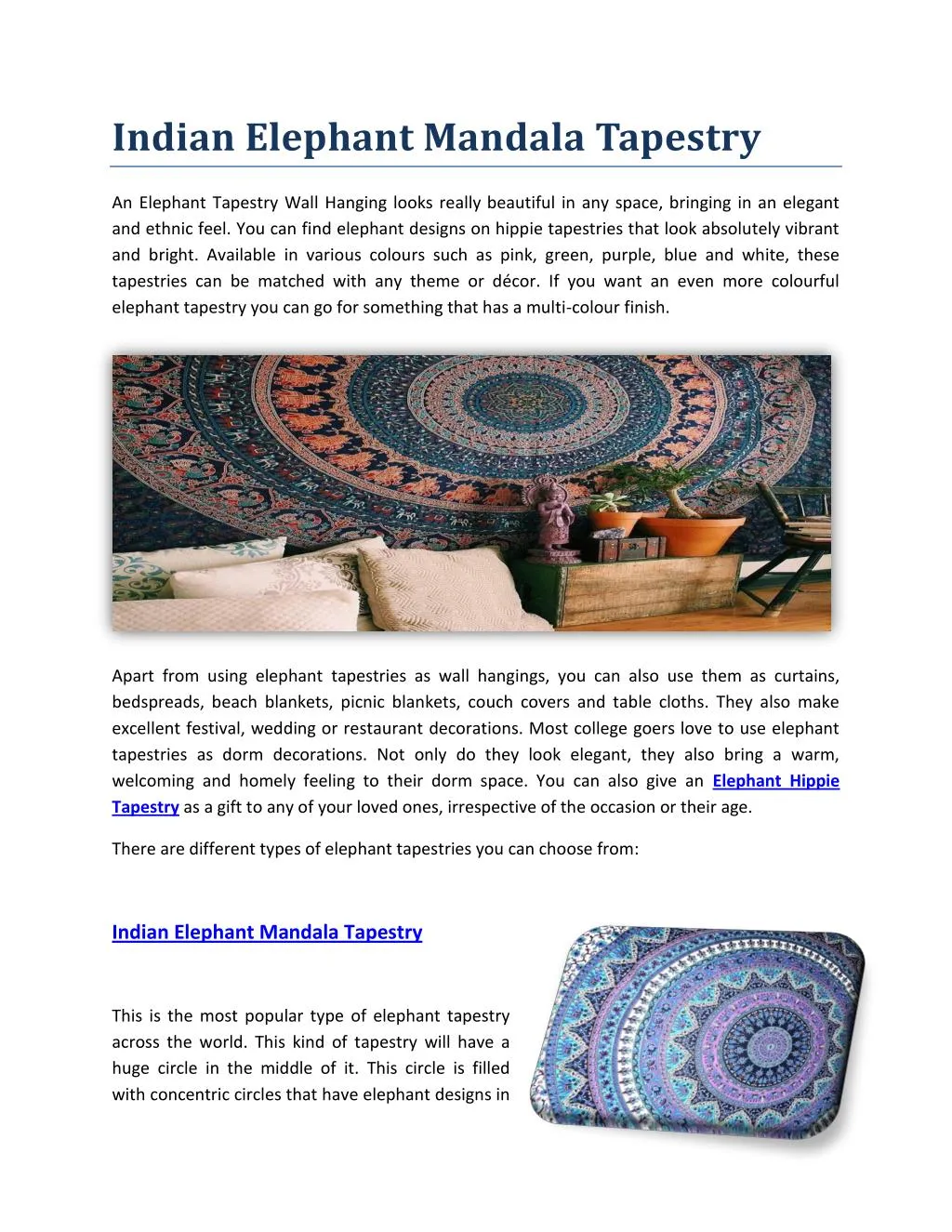 indian elephant mandala tapestry n.