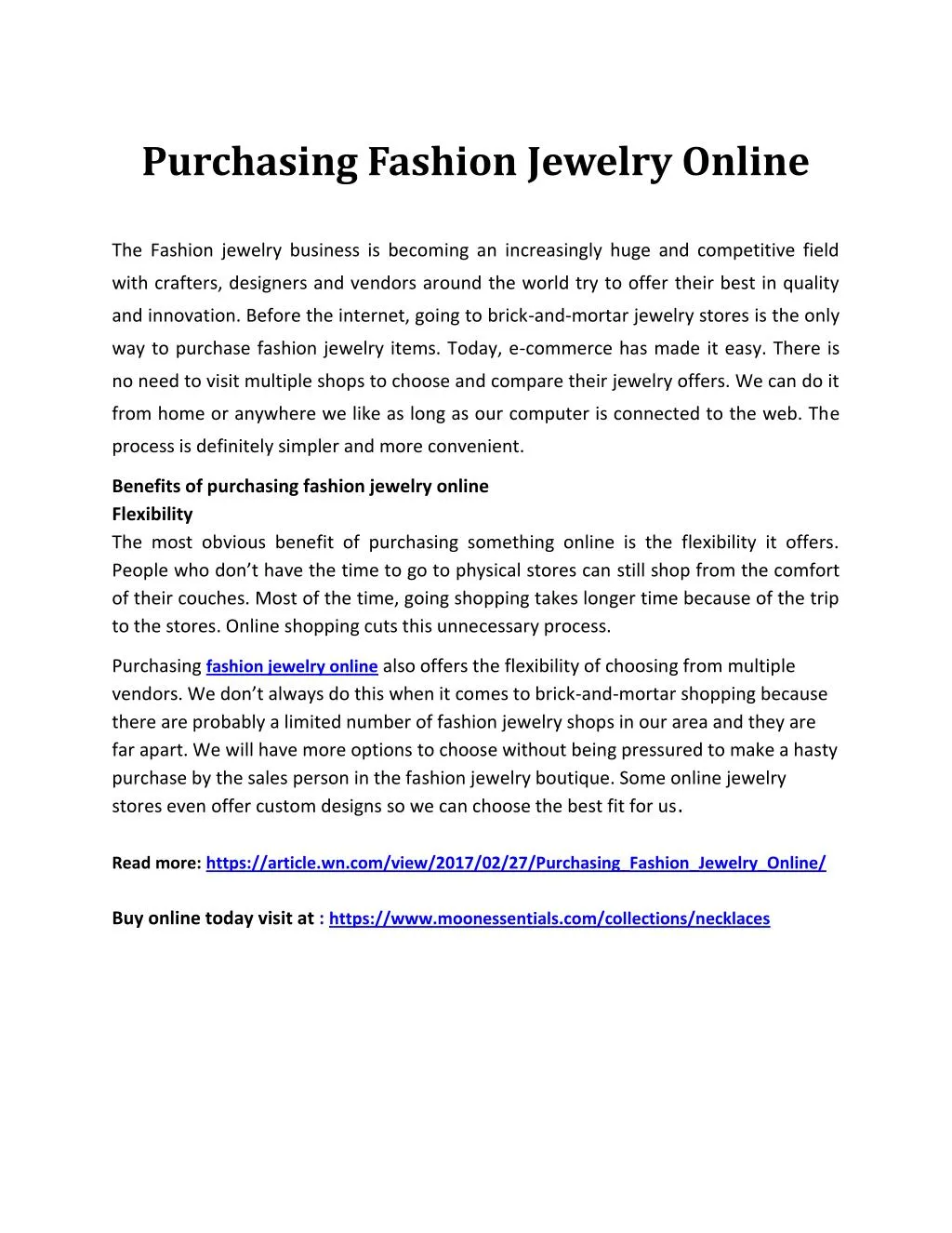 purchasing fashion jewelry online n.