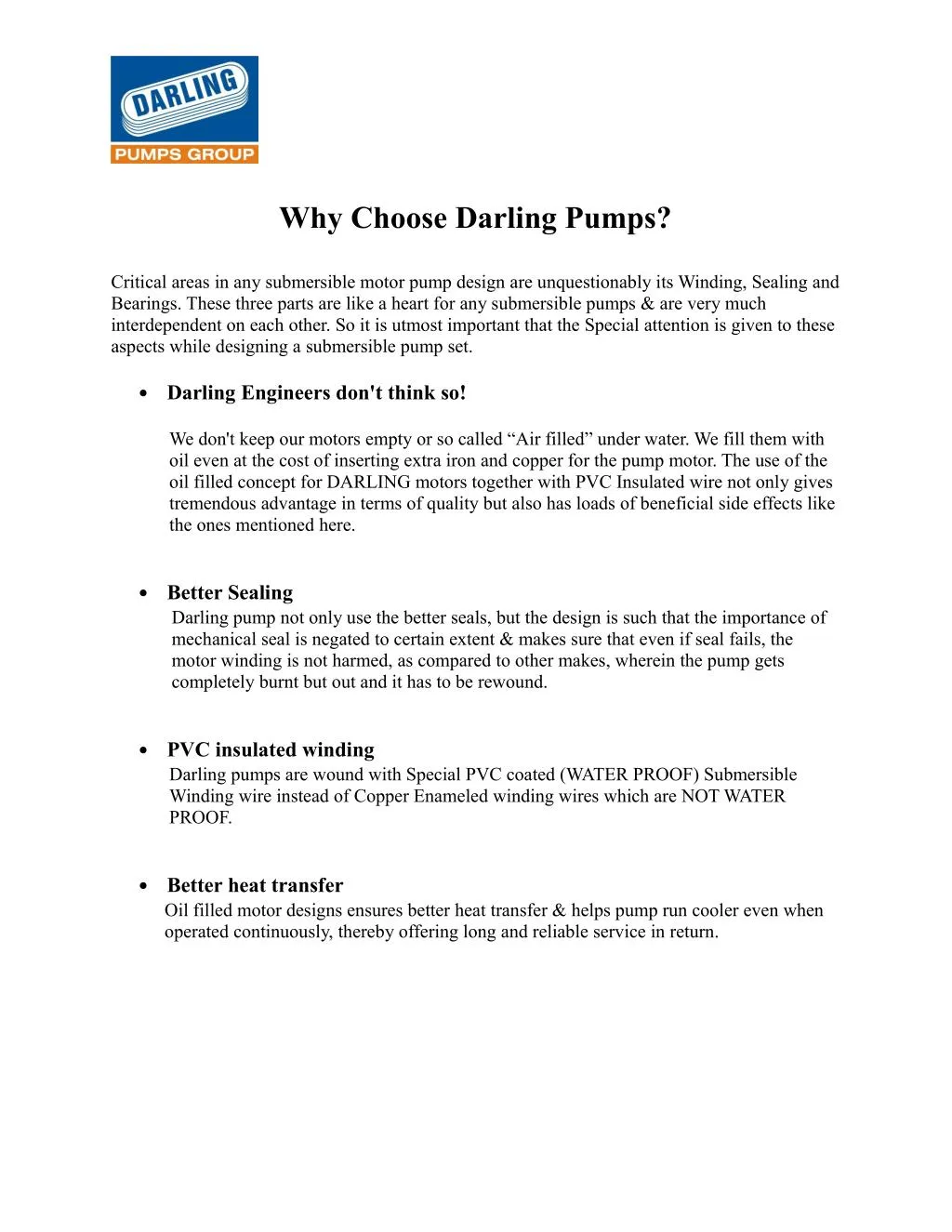 why choose darling pumps n.