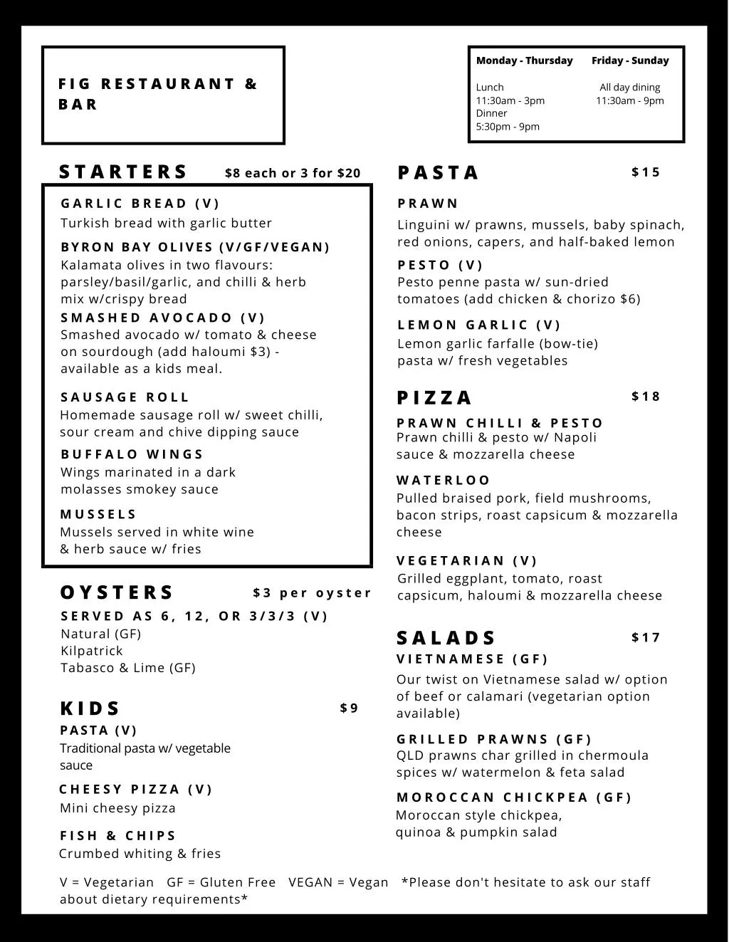 PPT Fig Restaurant Menu Waterloo Bay Hotel PowerPoint Presentation