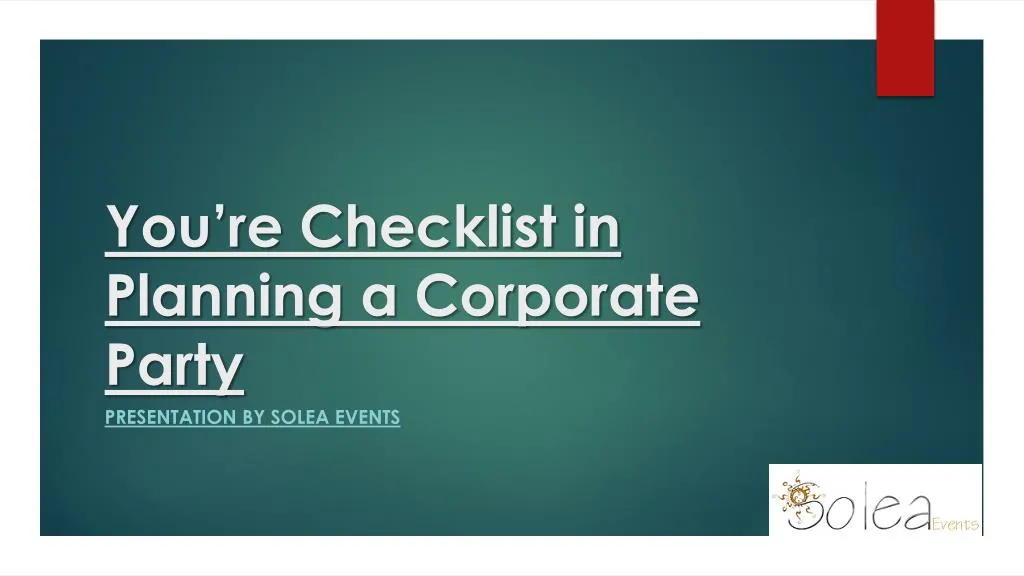 you re checklist in planning a corporate party n.