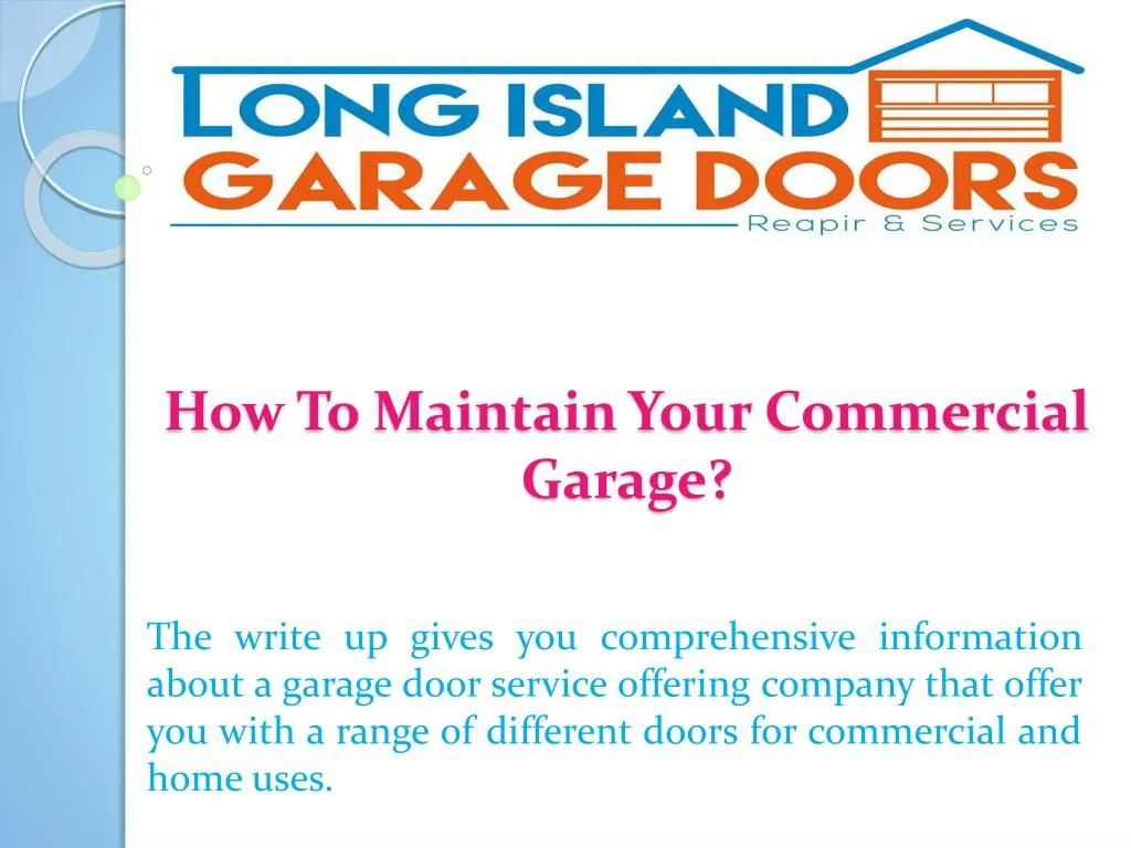 how to maintain your commercial garage n.