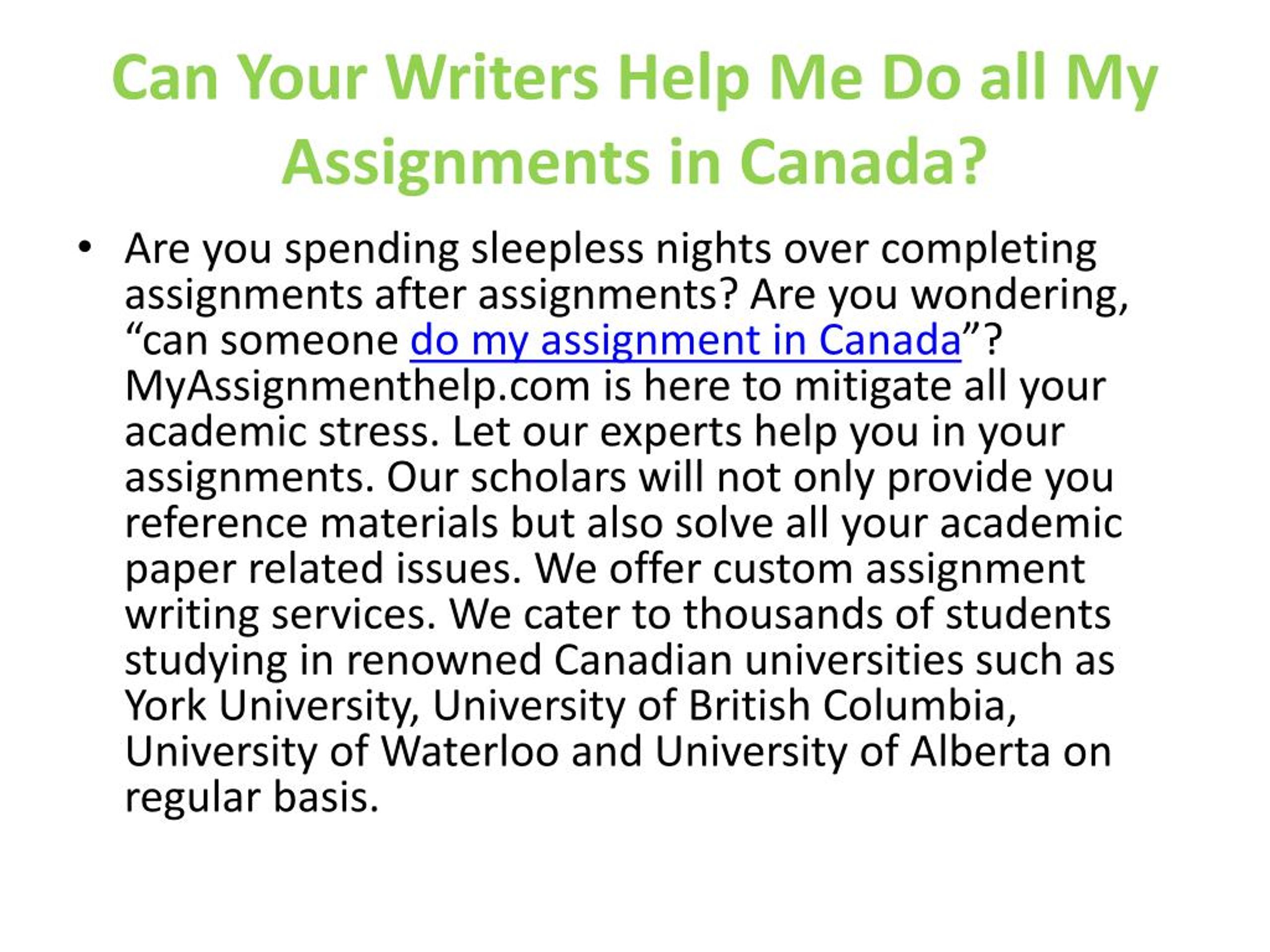 how to do assignments in canada