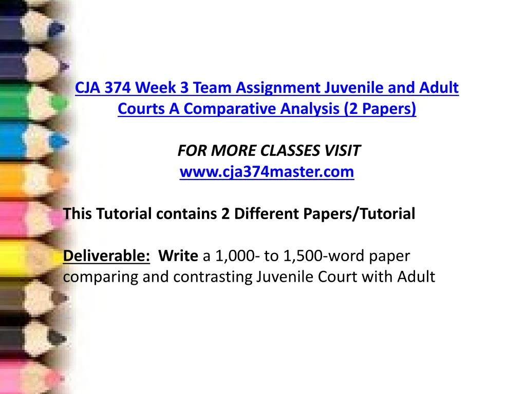 juvenile and adult courts comparative analysis 1 Get started paper , order, or assignment requirements write a 1,050- to 1,750-word paper comparing juvenile courts with adult courts include the following: • an overview of the juvenile justice system • compare the key differences between juvenile and adult courts, including language differences. juvenile and adult courts comparative analysis 1 Get started paper , order, or assignment requirements write a 1,050- to 1,750-word paper comparing juvenile courts with adult courts include the following: • an overview of the juvenile justice system • compare the key differences between juvenile and adult courts, including language differences.
