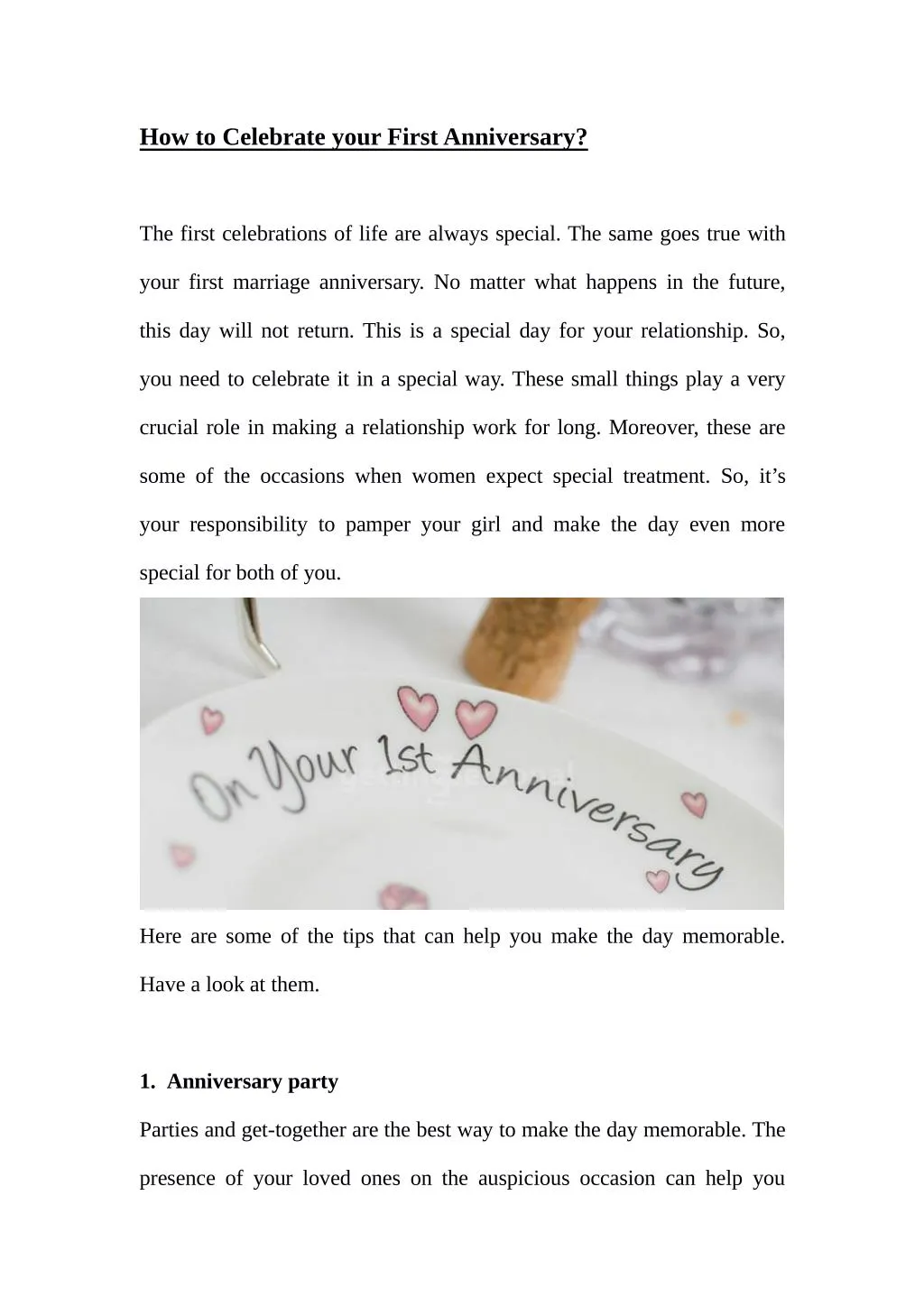 Ppt How To Celebrate Your First Anniversary Powerpoint