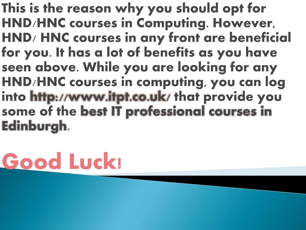 hnc hnd computing system Computing higher national certificate (hnc) level 4 print email me security, intelligent systems and applications development you can progress to the higher national diploma, move to year 2 of degree study. hnc hnd computing system Computing higher national certificate (hnc) level 4 print email me security, intelligent systems and applications development you can progress to the higher national diploma, move to year 2 of degree study.