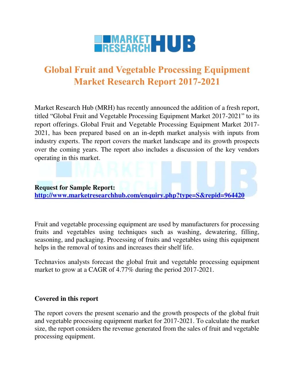 PPT Global Fruit and Vegetable Processing Equipment Market Research